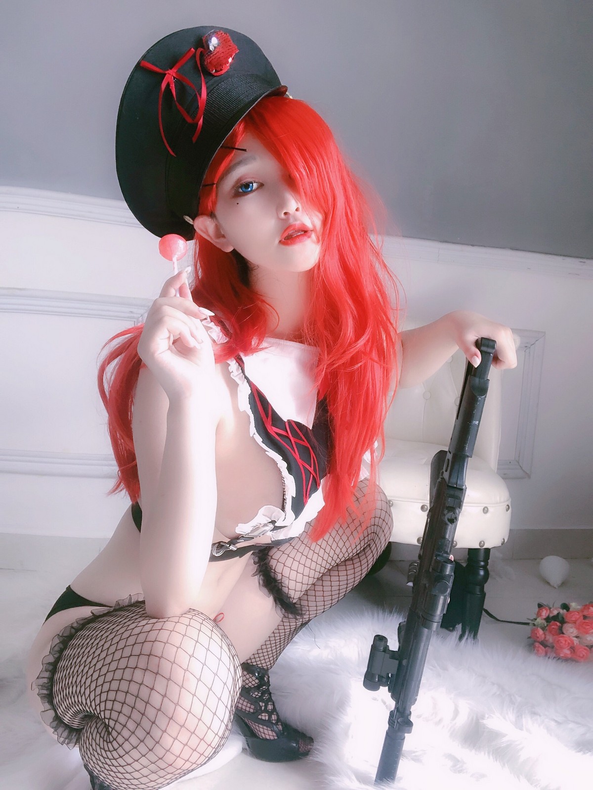 xgyw.top_网络美女橙橙yo红发美女战士主题私房性感黑色内衣露豪乳遮点极致诱惑写真52P
