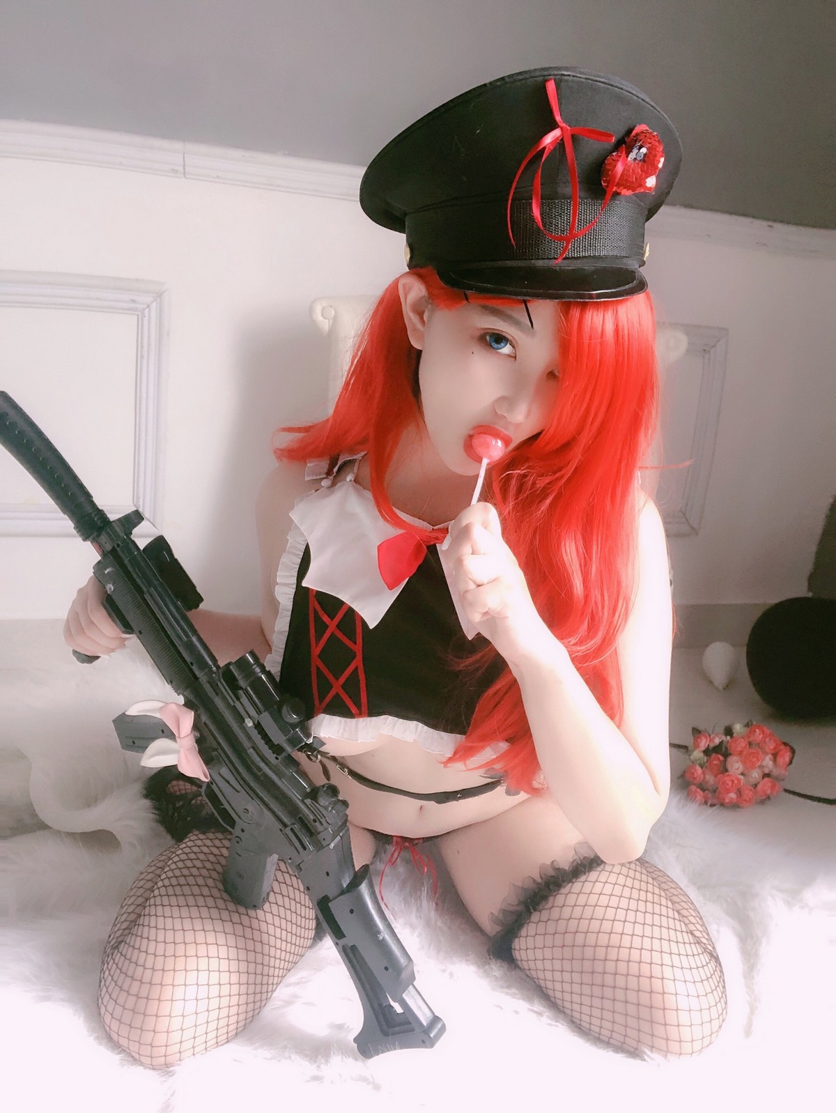 xgyw.top_网络美女橙橙yo红发美女战士主题私房性感黑色内衣露豪乳遮点极致诱惑写真52P