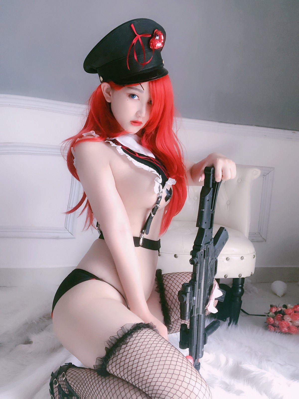 xgyw.top_网络美女橙橙yo红发美女战士主题私房性感黑色内衣露豪乳遮点极致诱惑写真52P