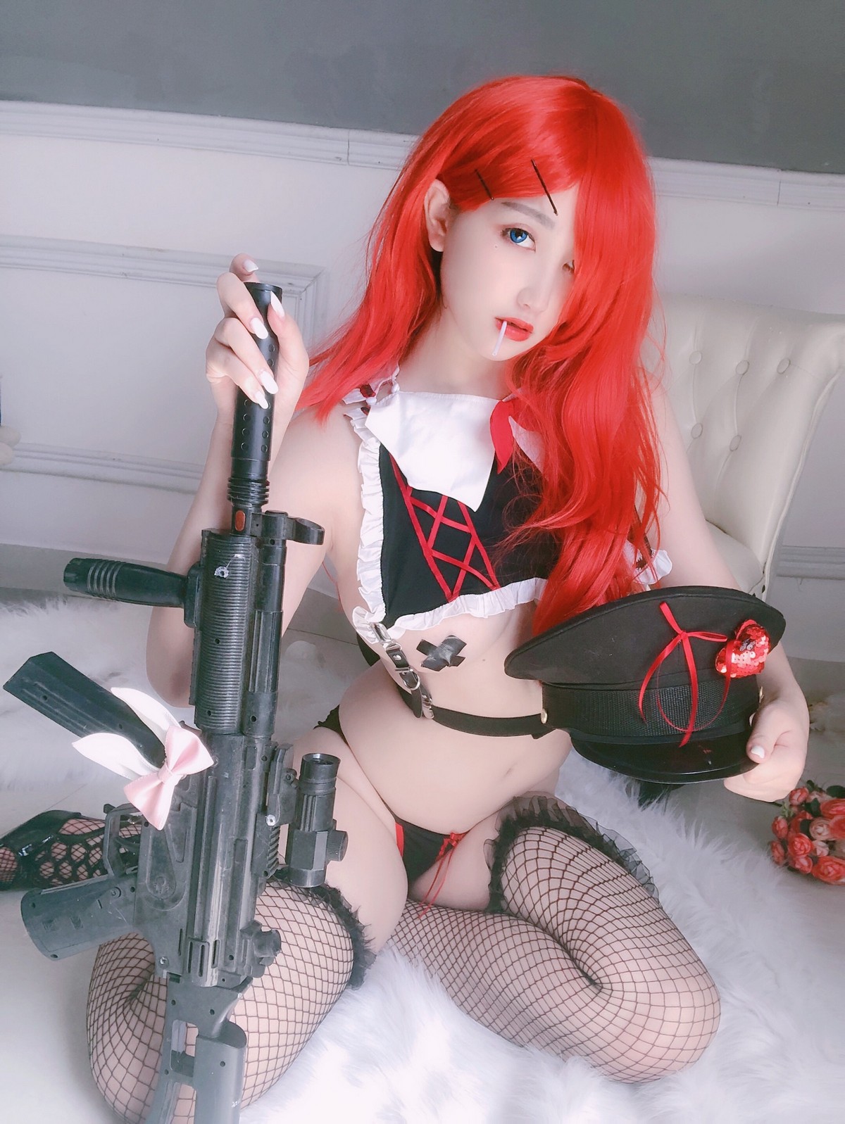 xgyw.top_网络美女橙橙yo红发美女战士主题私房性感黑色内衣露豪乳遮点极致诱惑写真52P