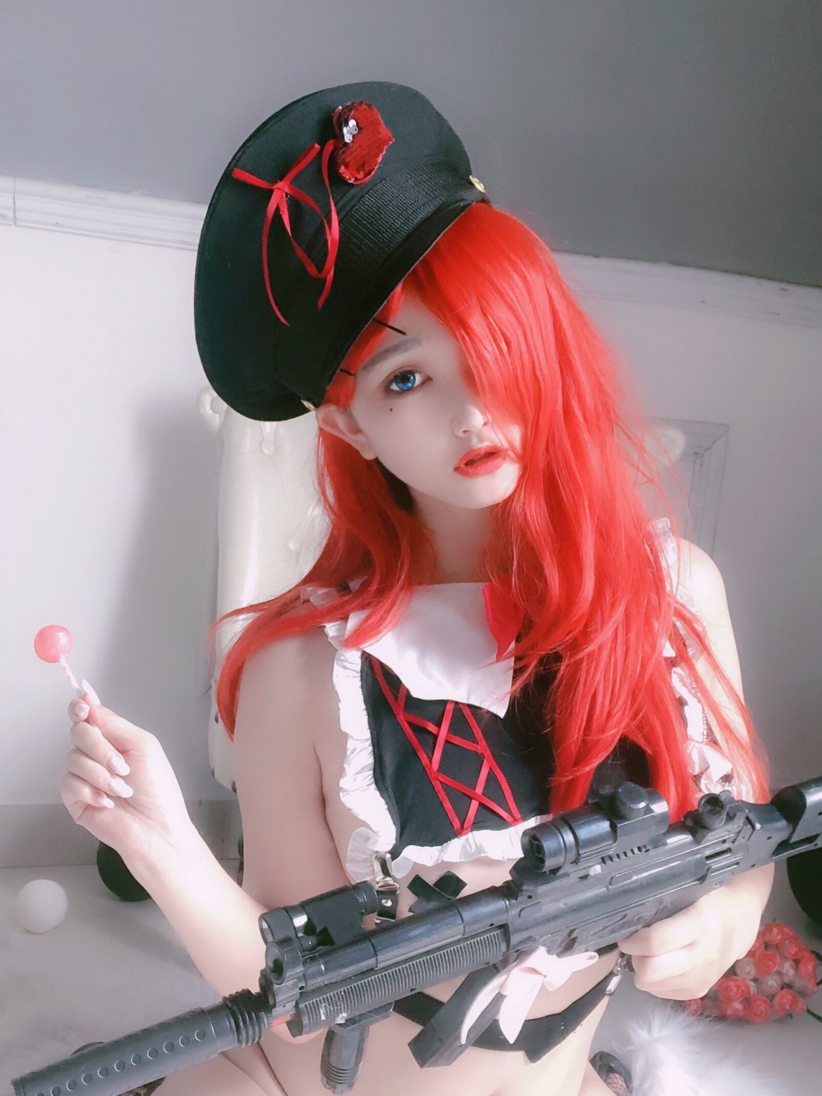 xgyw.top_网络美女橙橙yo红发美女战士主题私房性感黑色内衣露豪乳遮点极致诱惑写真52P