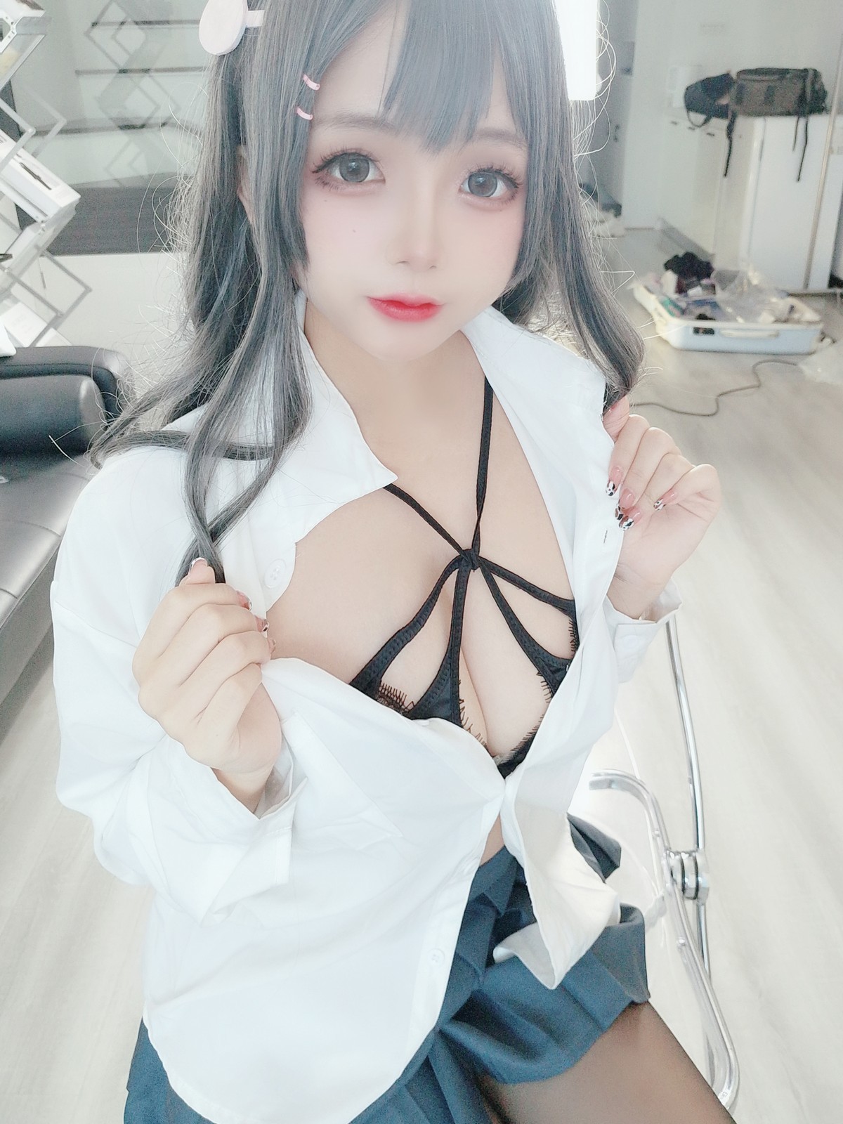 xgyw.top_Cosplay美女日奈娇麻衣校服主题私房性感学生制服半脱露蕾丝内衣迷人诱惑写真73P