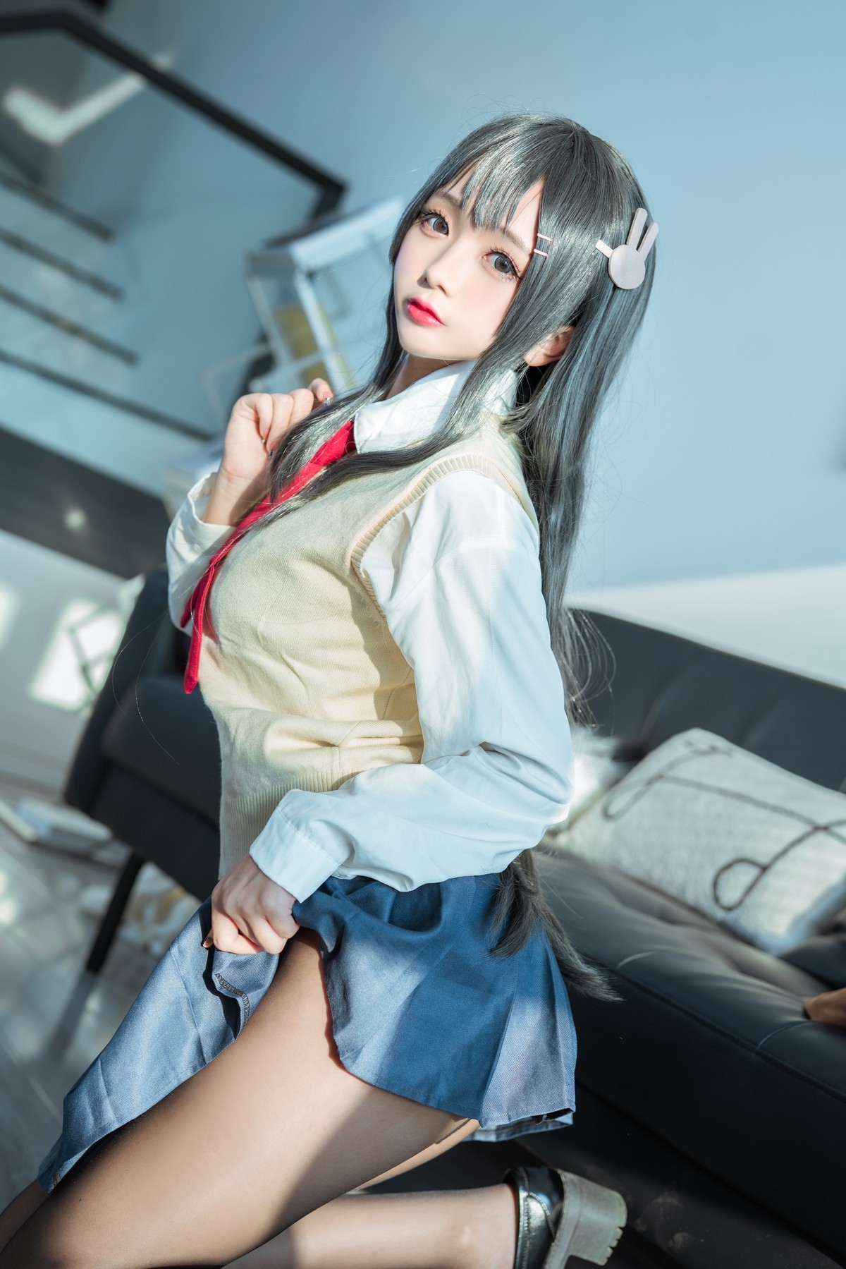 xgyw.top_Cosplay美女日奈娇麻衣校服主题私房性感学生制服半脱露蕾丝内衣迷人诱惑写真73P