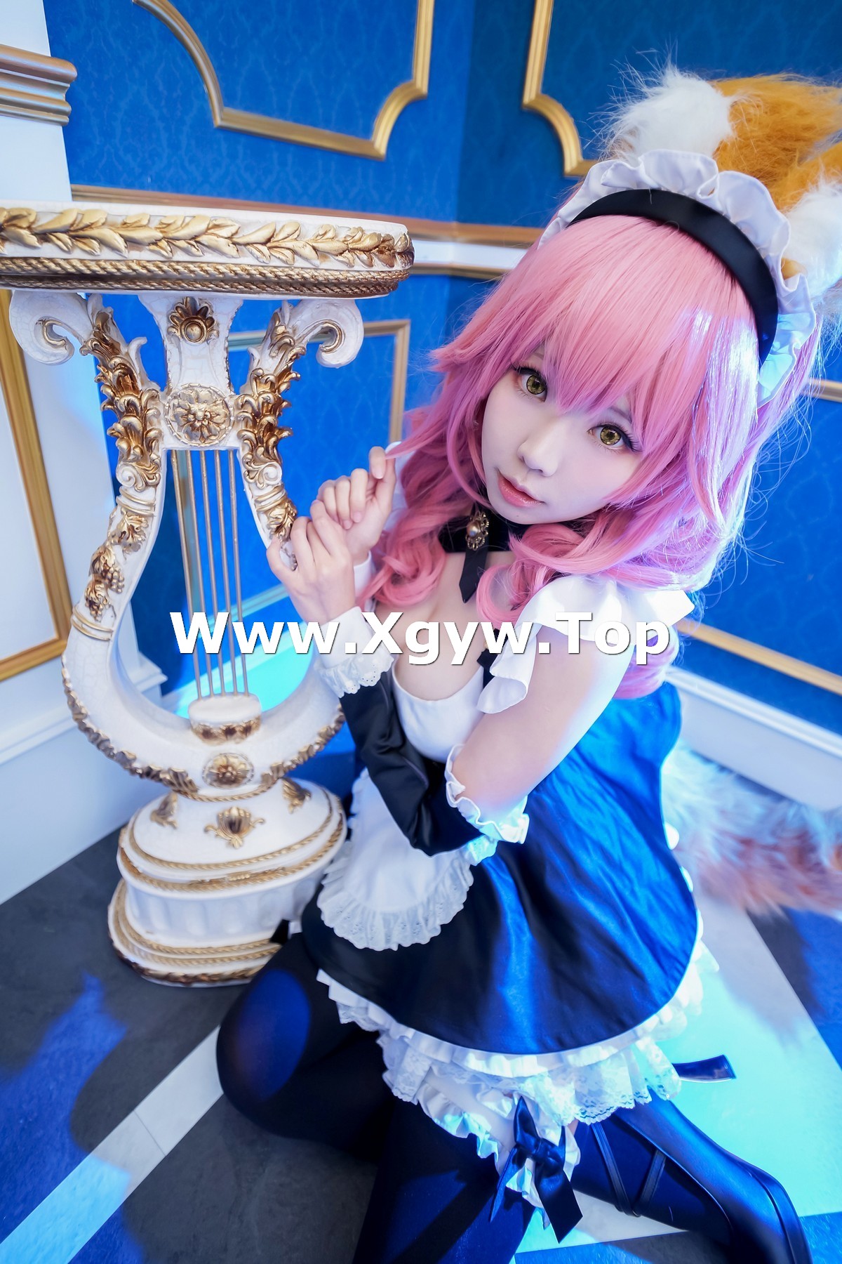 xgyw.top_Coser妹子Ely_eee玉藻前女仆主题狐狸装扮性感短裙配黑丝袜秀美腿诱惑写真45P