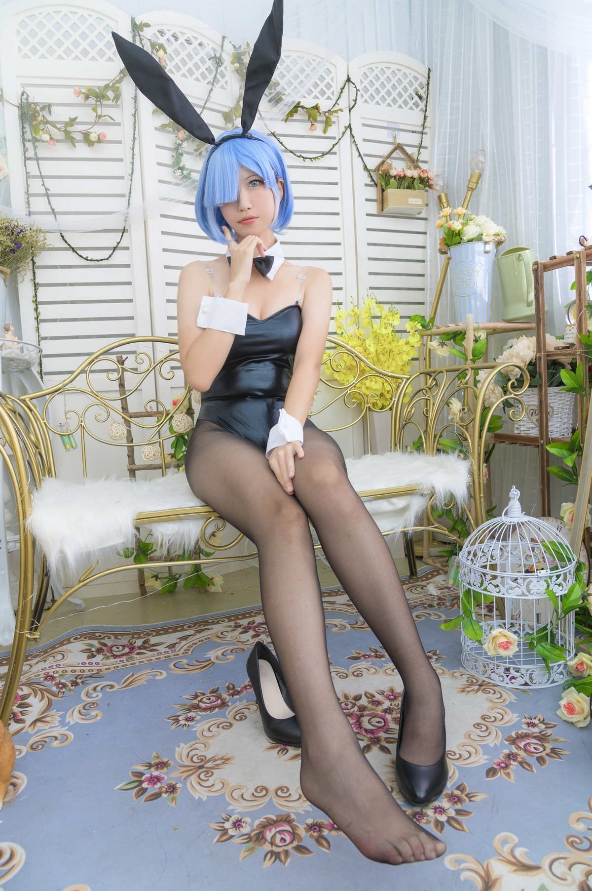 xgyw.top_网络美女大米米球蕾姆兔女郎主题私房黑色低胸连体衣配黑丝裤袜迷人诱惑写真32P
