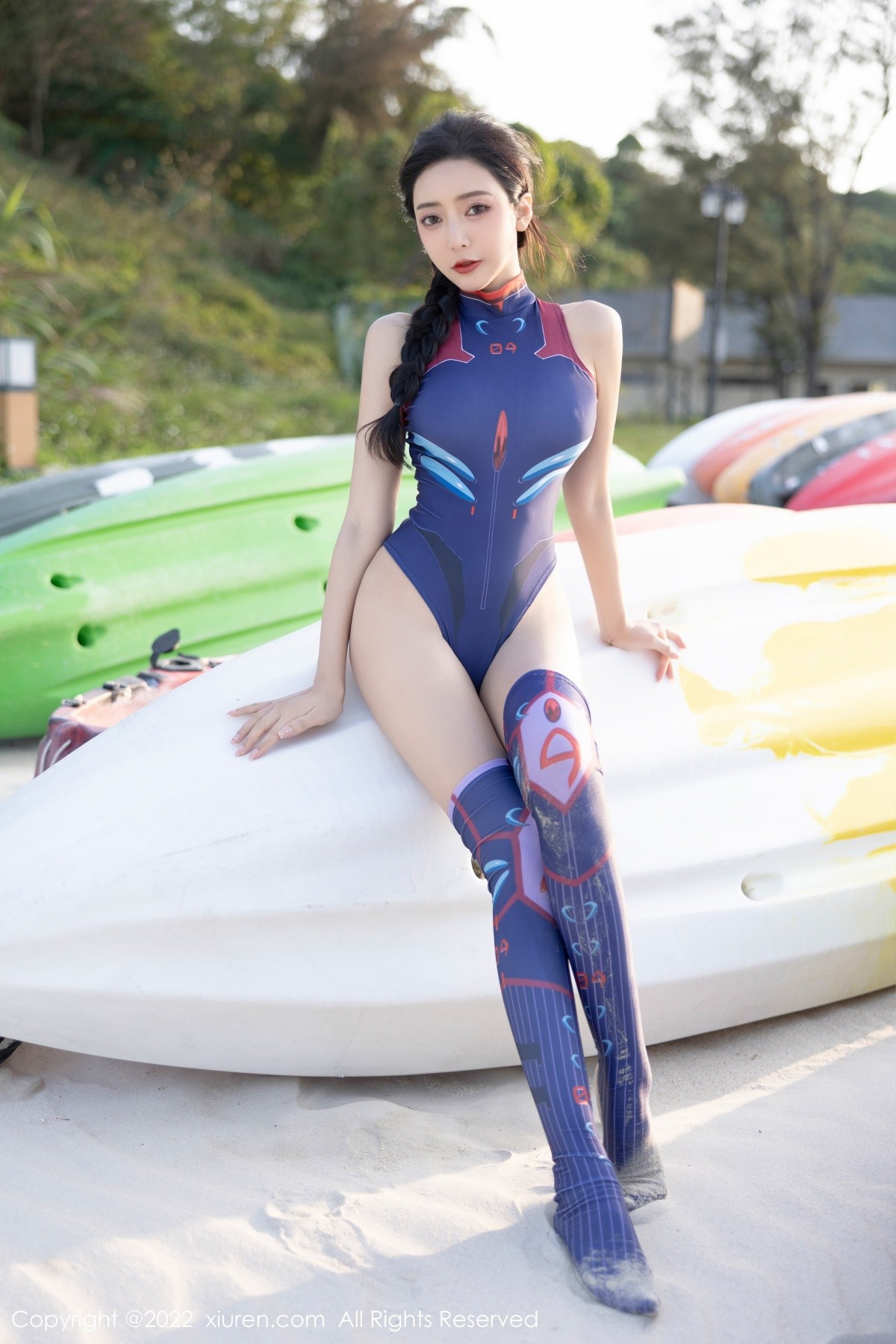 xgyw.top_XiuRen第5074期_女神王馨瑶yanni厦门旅拍海边沙滩性感蓝紫色泳服迷人诱惑写真100P
