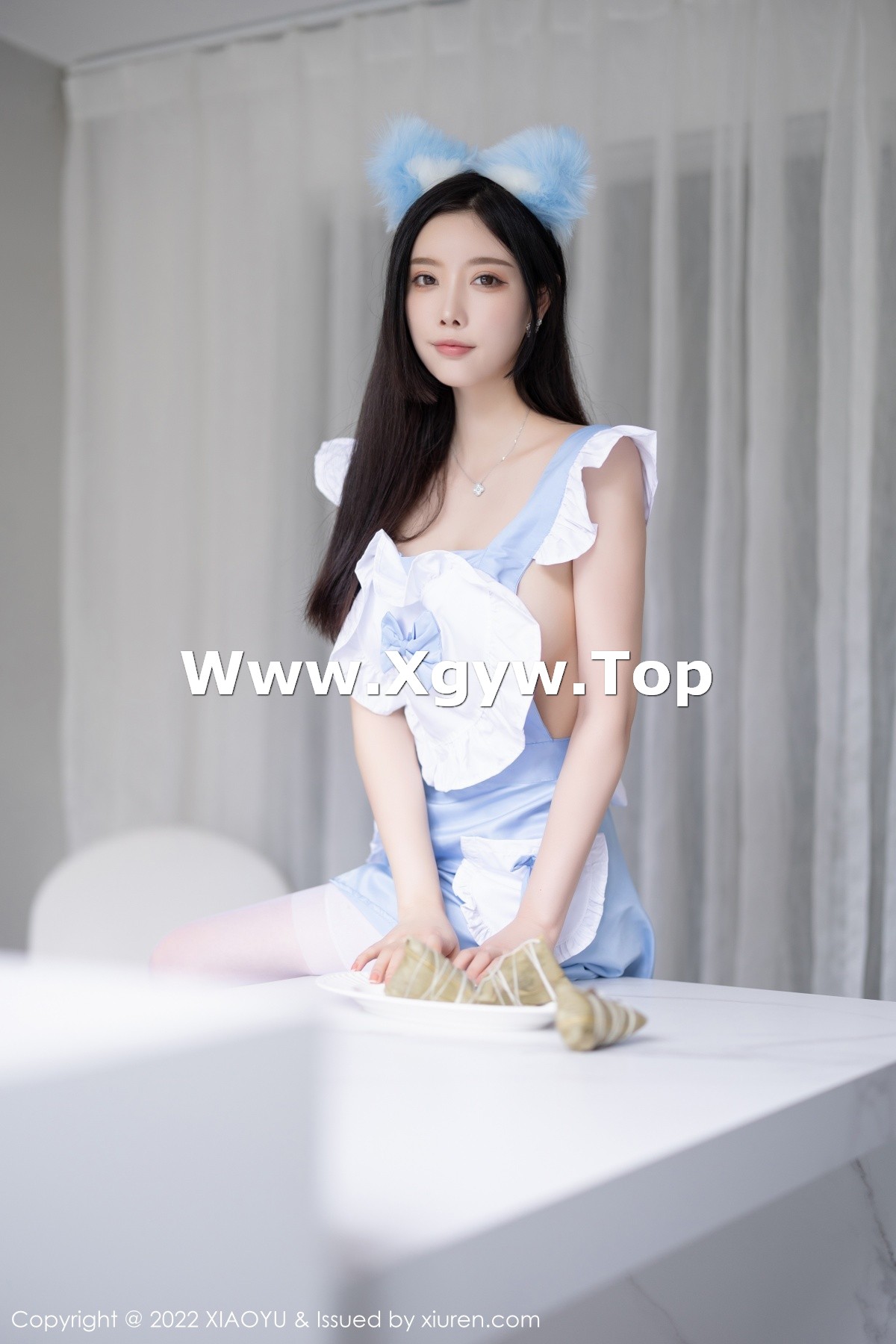 xgyw.top_[XiaoYu画语界]Vol.791_女神杨晨晨Yome端午节主题淡蓝色收身衣配白丝吊袜诱惑写真103P