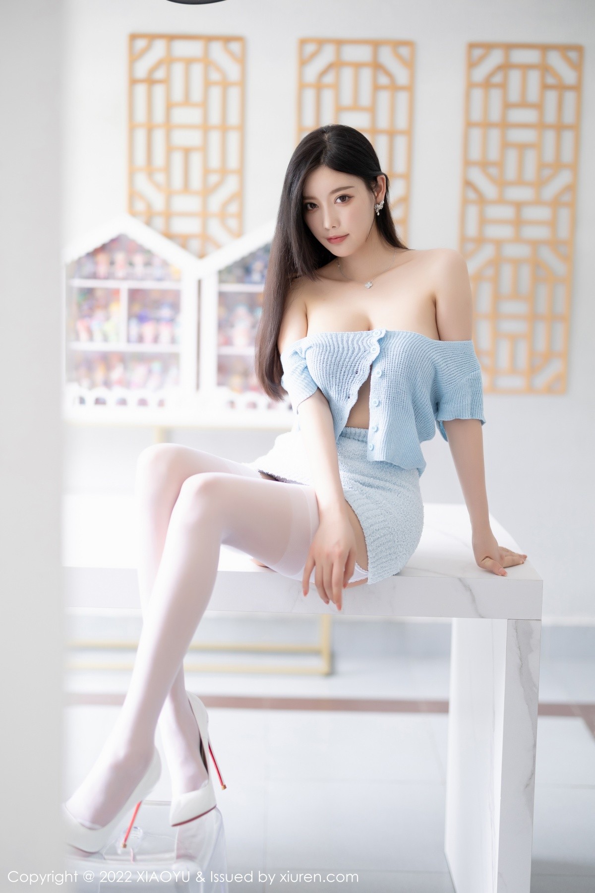 xgyw.top_[XiaoYu画语界]Vol.791_女神杨晨晨Yome端午节主题淡蓝色收身衣配白丝吊袜诱惑写真103P