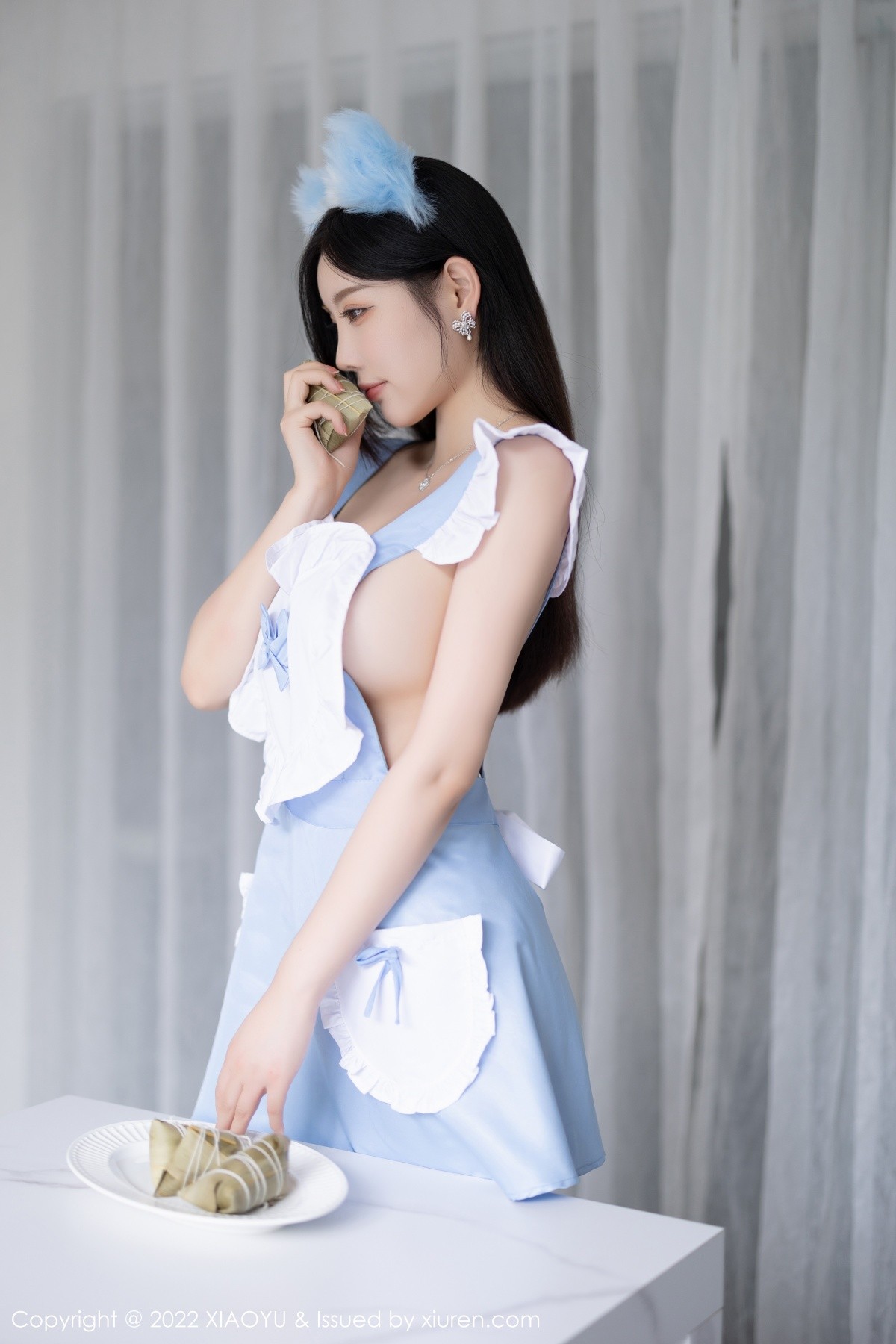 xgyw.top_[XiaoYu画语界]Vol.791_女神杨晨晨Yome端午节主题淡蓝色收身衣配白丝吊袜诱惑写真103P