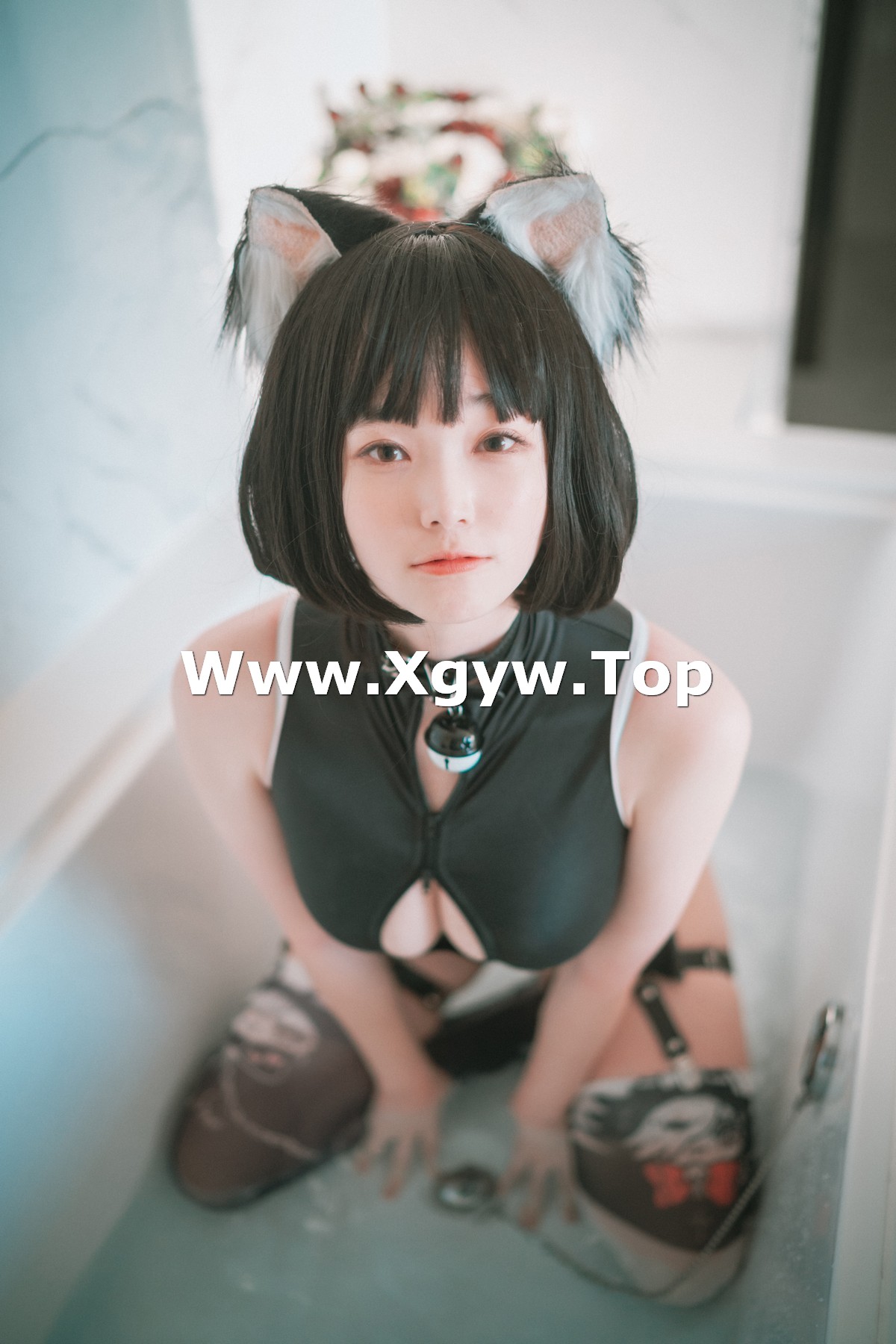 xgyw.top_[DJAWA]No.083_Bambi_Le chat déteste la douche主题浴室黑色连体衣秀翘臀诱惑写真25P
