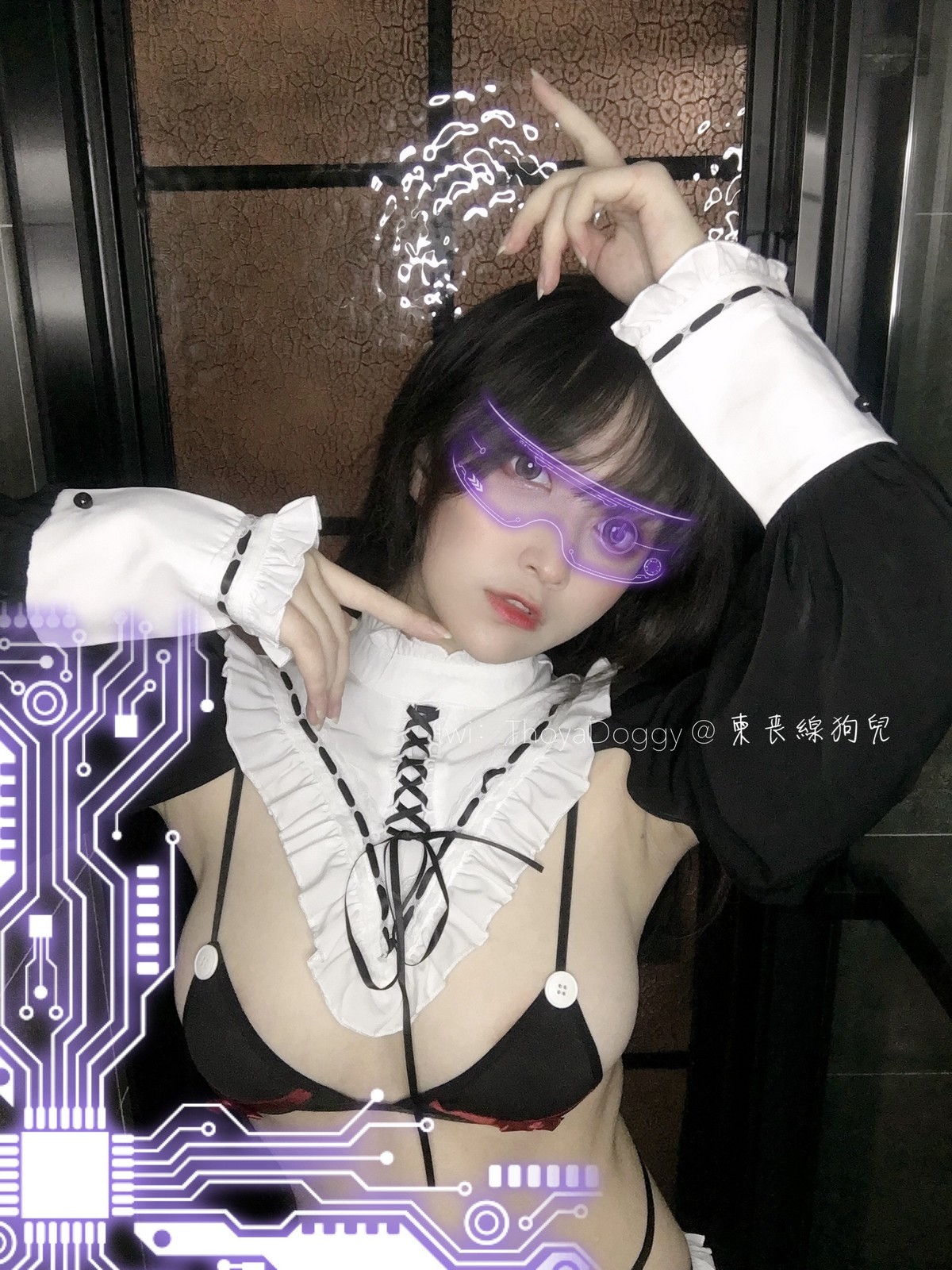 xgyw.top_网络美女柬丧線狗兒黑白无相主题私房黑色缕空蕾丝内衣配黑丝吊袜诱惑写真36P