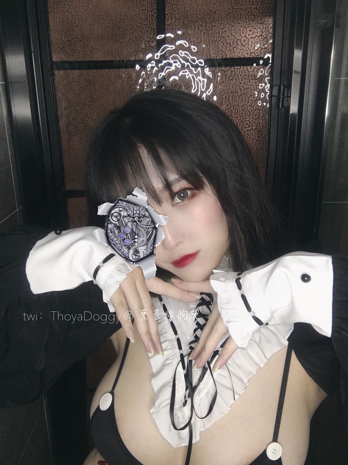 xgyw.top_网络美女柬丧線狗兒黑白无相主题私房黑色缕空蕾丝内衣配黑丝吊袜诱惑写真36P