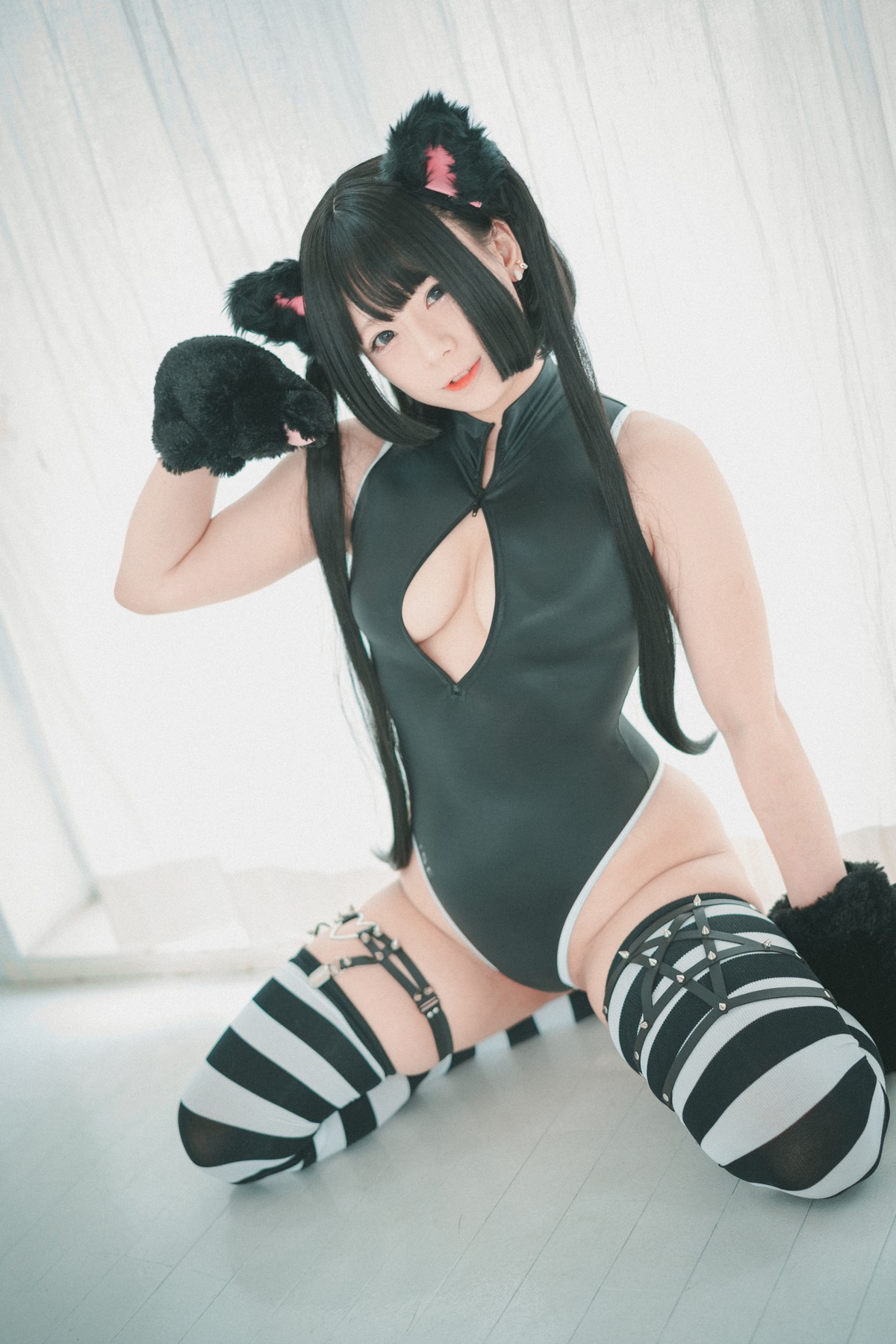 xgyw.top_[DJAWA]No.091_模特Maruemon_Realised Feral Cat主题私房黑色高叉连体衣诱惑写真55P