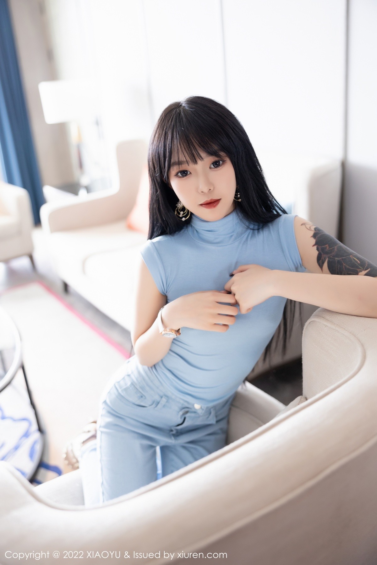 xgyw.top_[XiaoYu画语界]Vol.797_模特奶瓶性感蓝色收身衣配蓝色牛仔裤半脱露无内肉丝诱惑写真83P