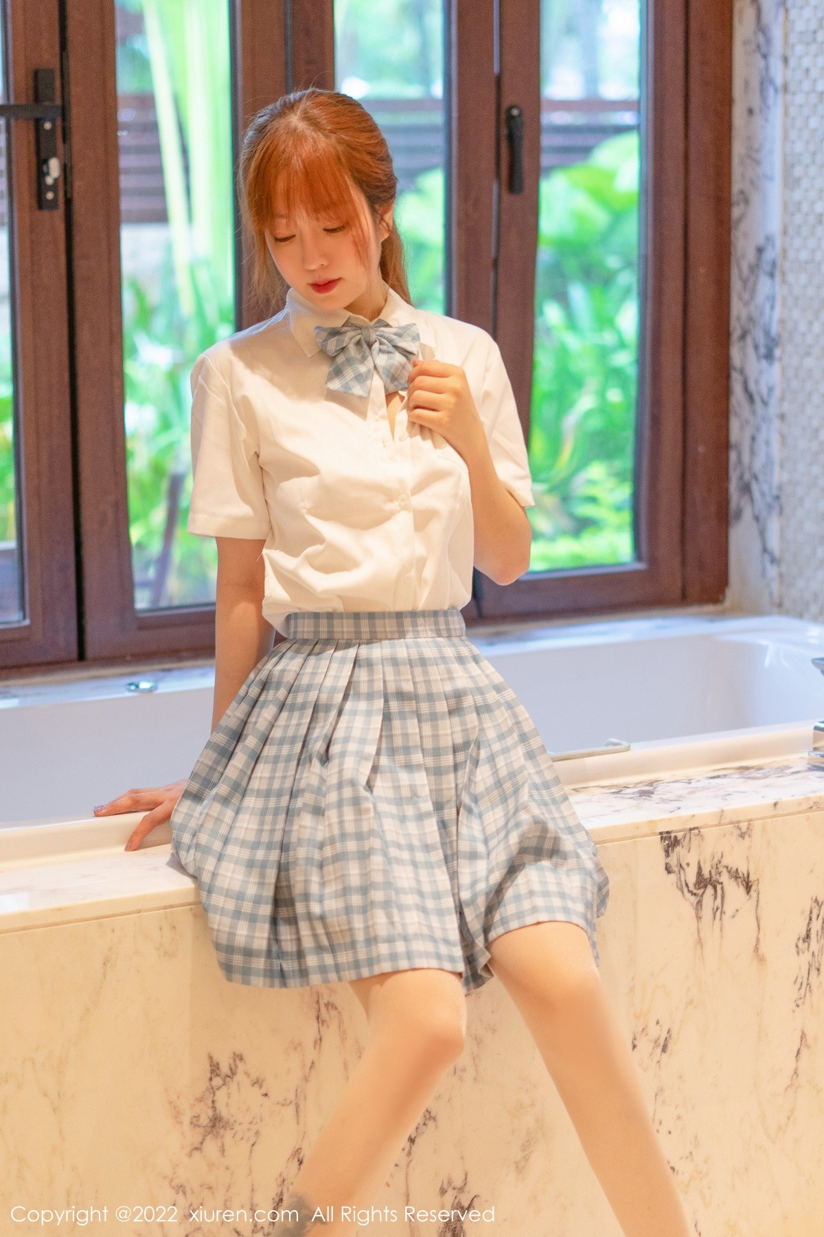 xgyw.top_XiuRen第5137期_女神王雨纯性感白T配蓝灰色格子裙原色丝袜秀曼妙身材诱惑写真46P