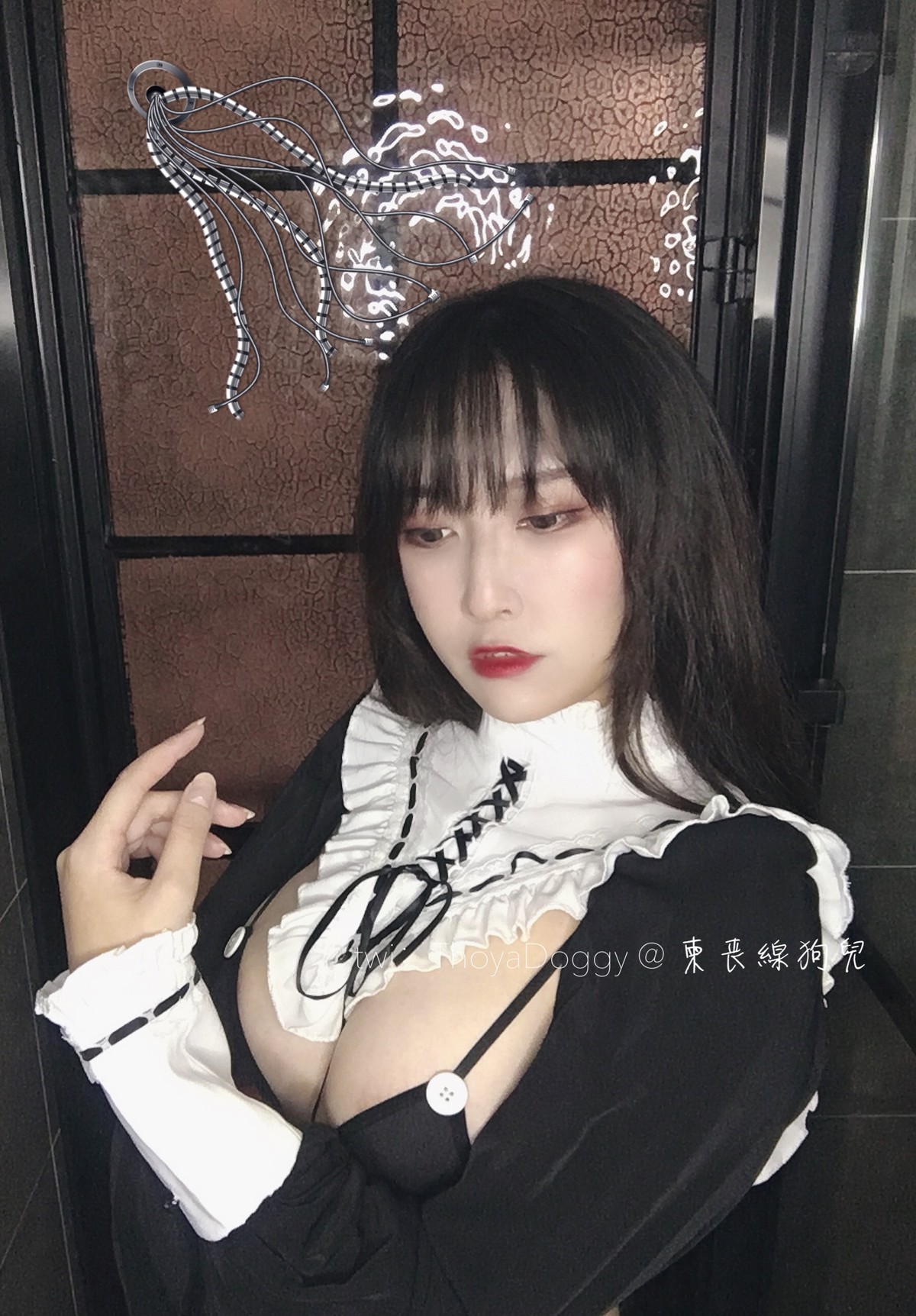 xgyw.top_网络美女柬丧線狗兒黑白无相主题私房黑色缕空蕾丝内衣配黑丝吊袜诱惑写真36P