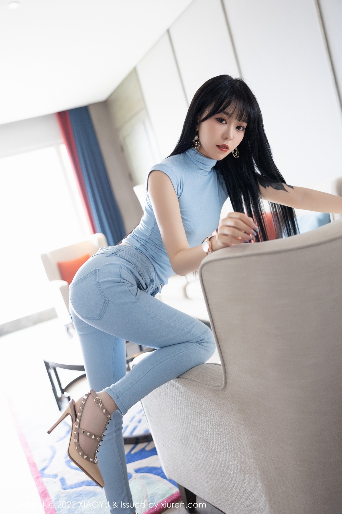 xgyw.top_[XiaoYu画语界]Vol.797_模特奶瓶性感蓝色收身衣配蓝色牛仔裤半脱露无内肉丝诱惑写真83P