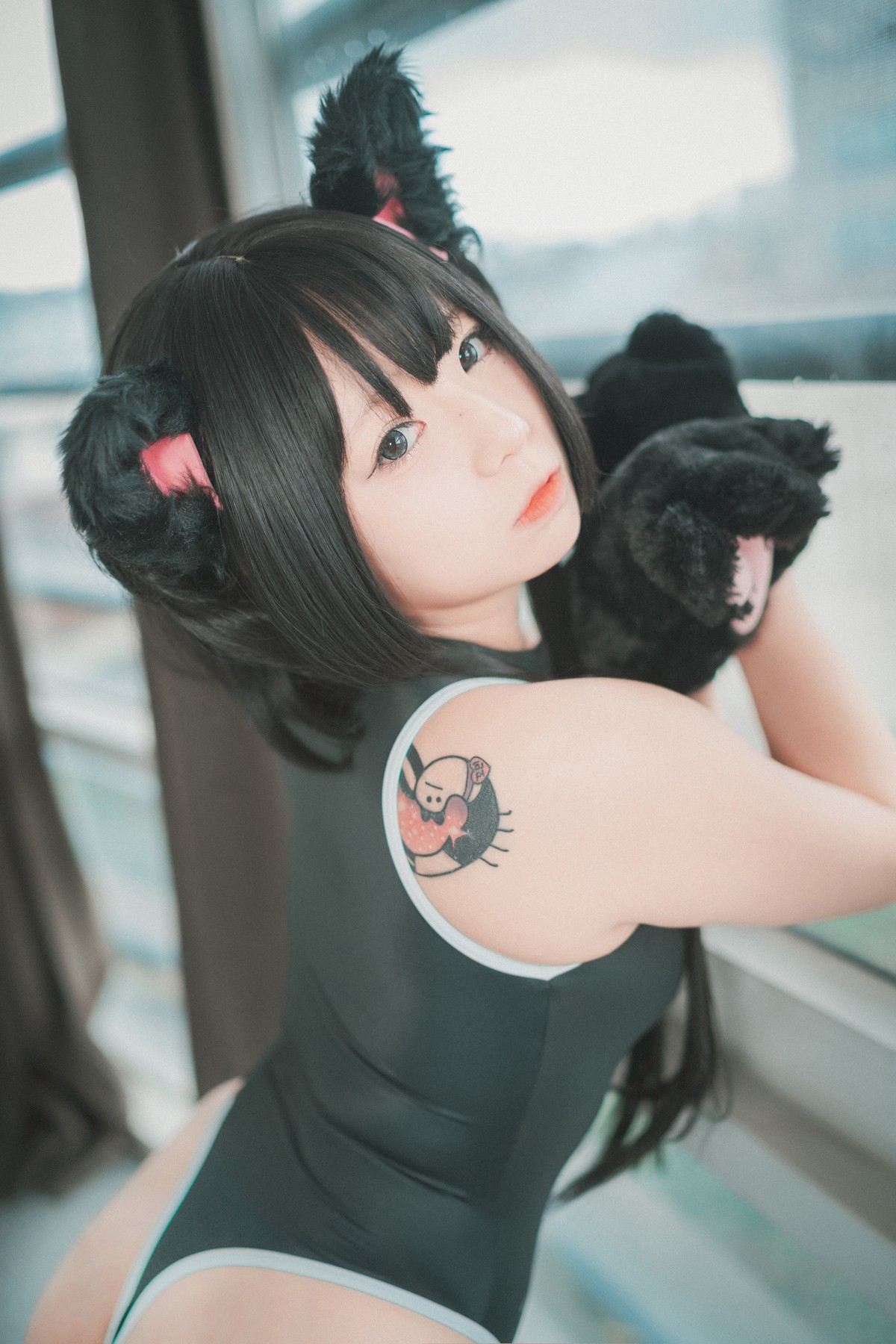 xgyw.top_[DJAWA]No.091_模特Maruemon_Realised Feral Cat主题私房黑色高叉连体衣诱惑写真55P