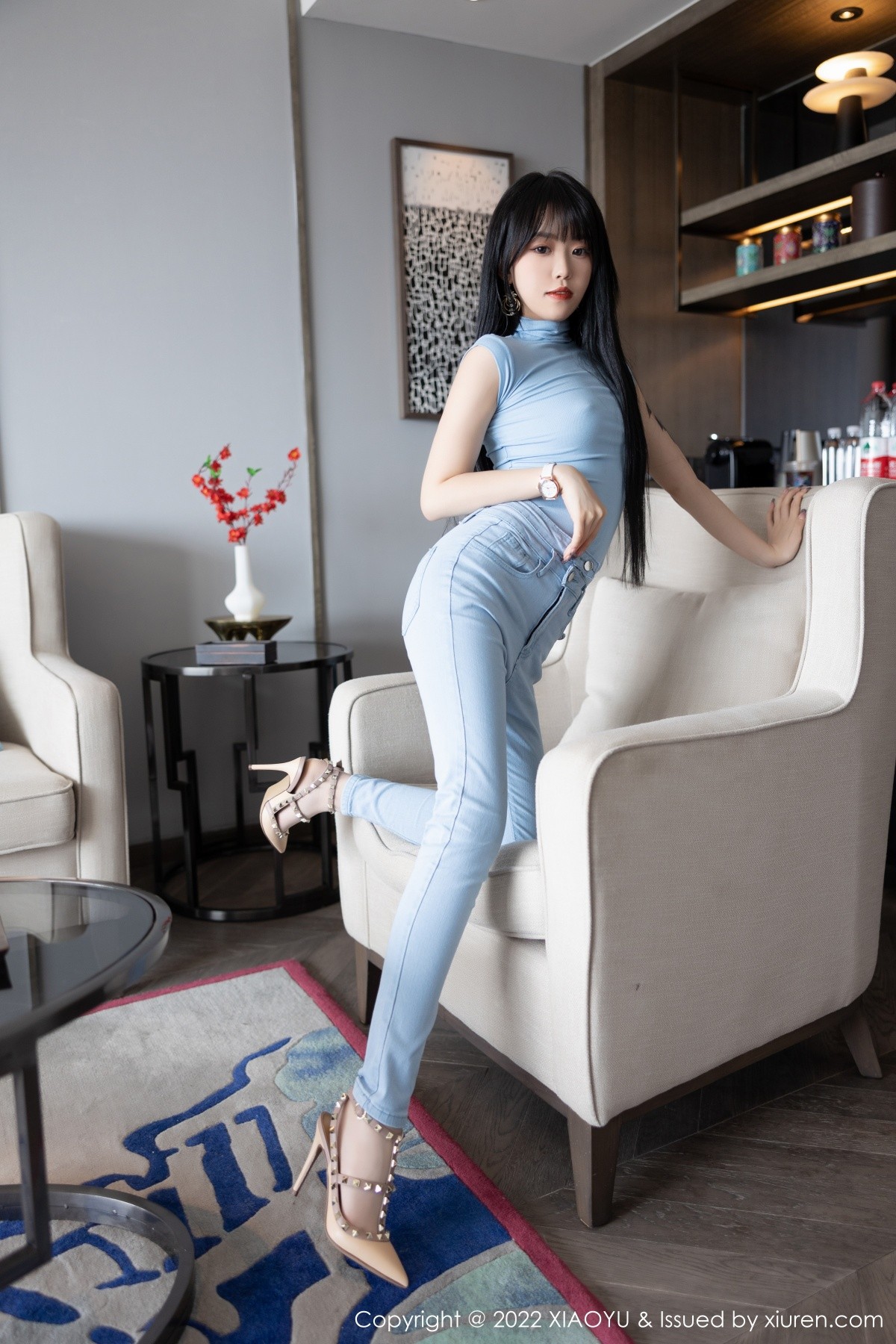 xgyw.top_[XiaoYu画语界]Vol.797_模特奶瓶性感蓝色收身衣配蓝色牛仔裤半脱露无内肉丝诱惑写真83P