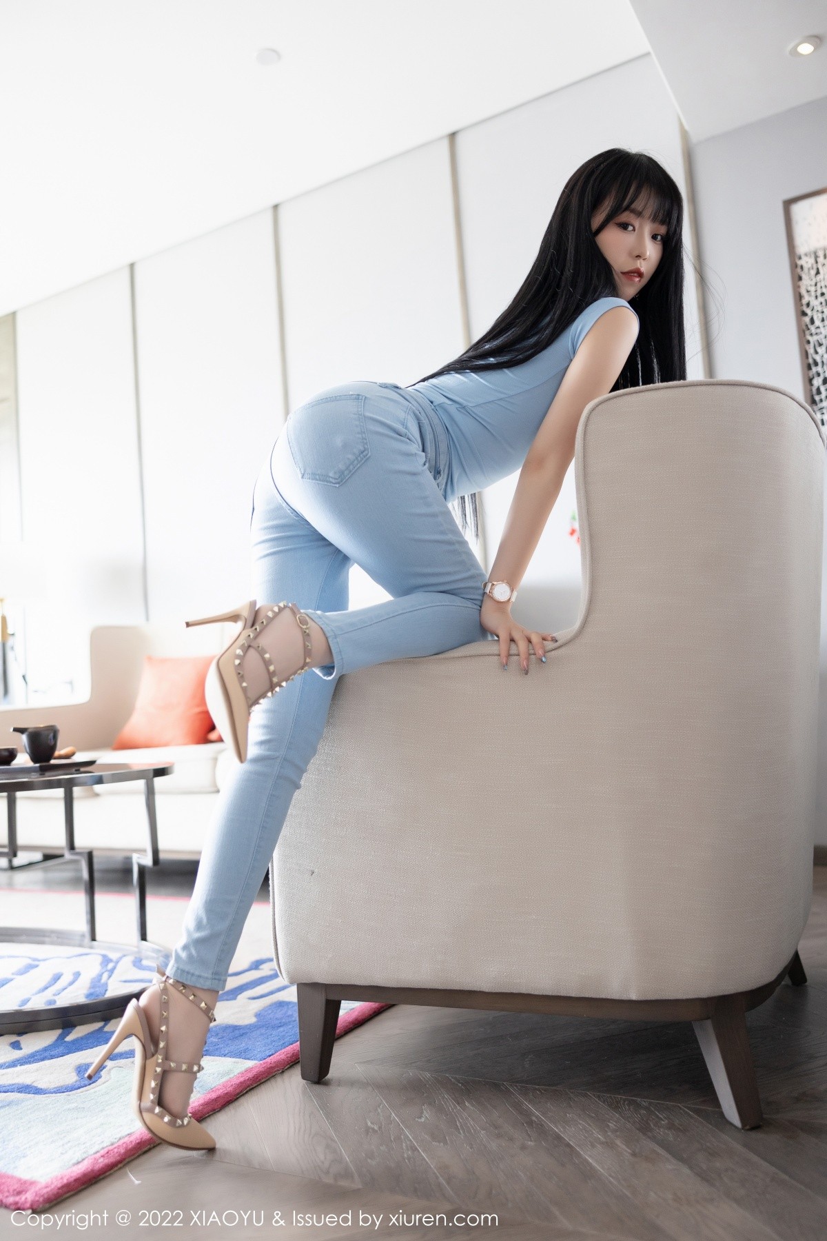 xgyw.top_[XiaoYu画语界]Vol.797_模特奶瓶性感蓝色收身衣配蓝色牛仔裤半脱露无内肉丝诱惑写真83P