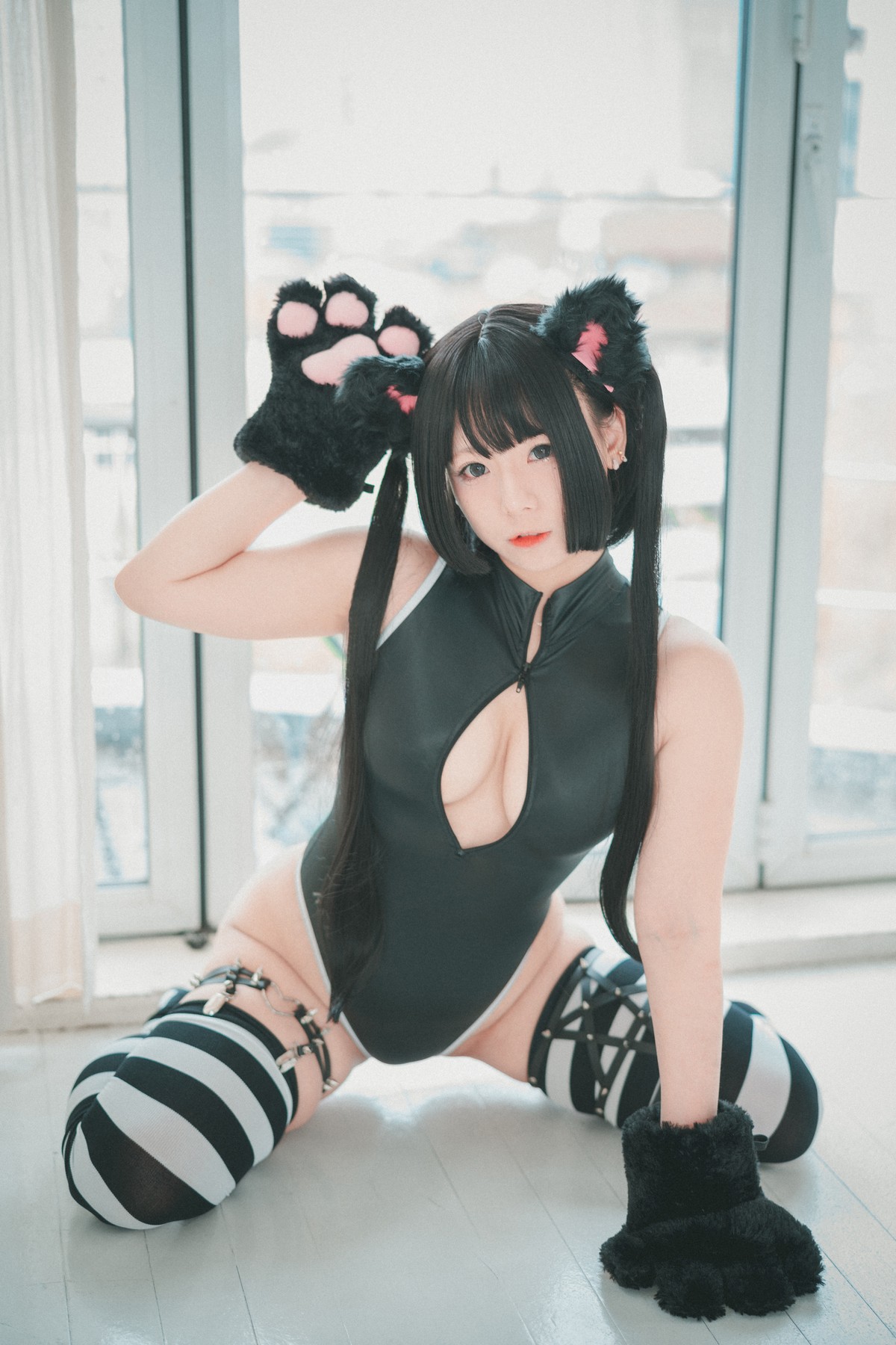 xgyw.top_[DJAWA]No.091_模特Maruemon_Realised Feral Cat主题私房黑色高叉连体衣诱惑写真55P
