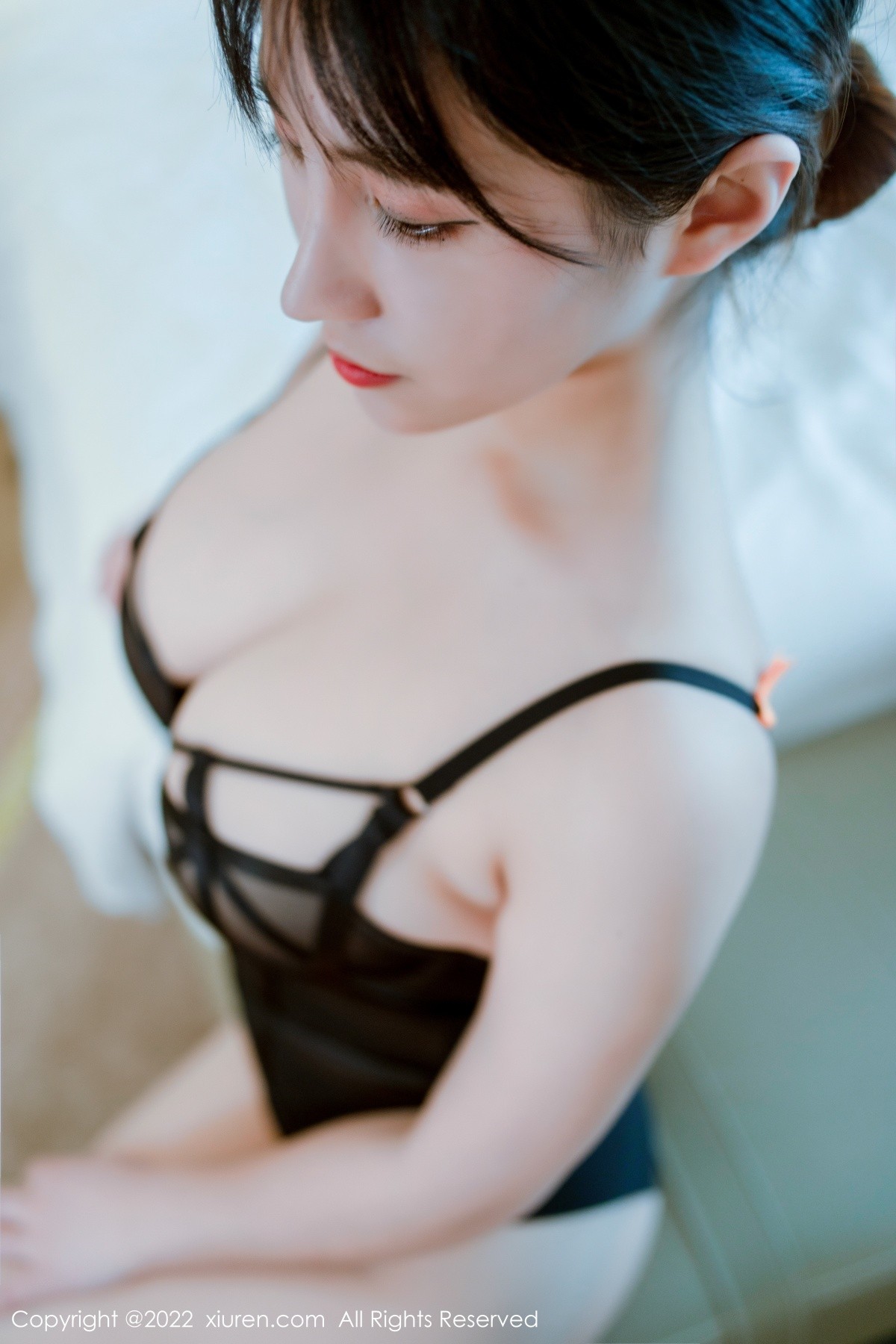 xgyw.top_XiuRen第5149期_模特久久Aimee客服制服露黑色连体衣配开档肉丝秀翘臀诱惑写真64P