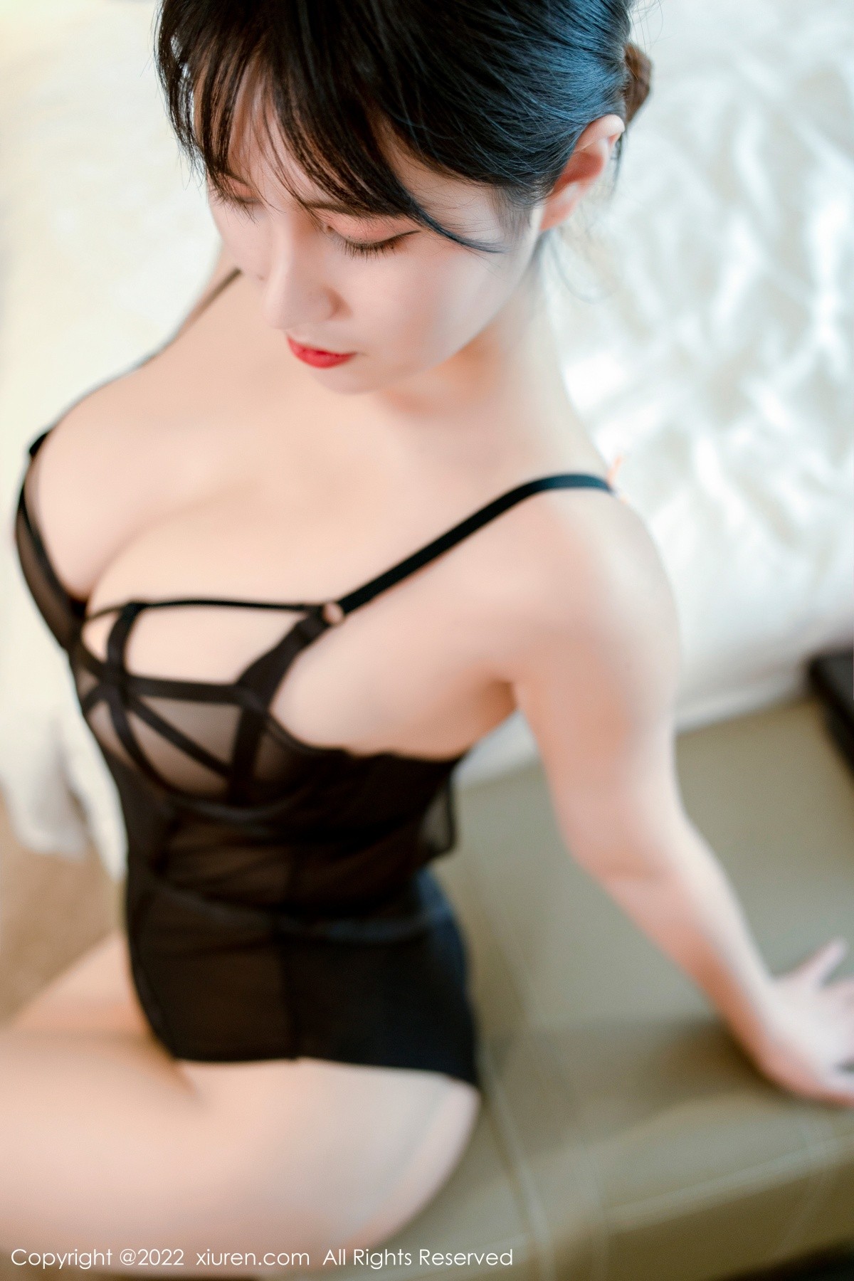xgyw.top_XiuRen第5149期_模特久久Aimee客服制服露黑色连体衣配开档肉丝秀翘臀诱惑写真64P