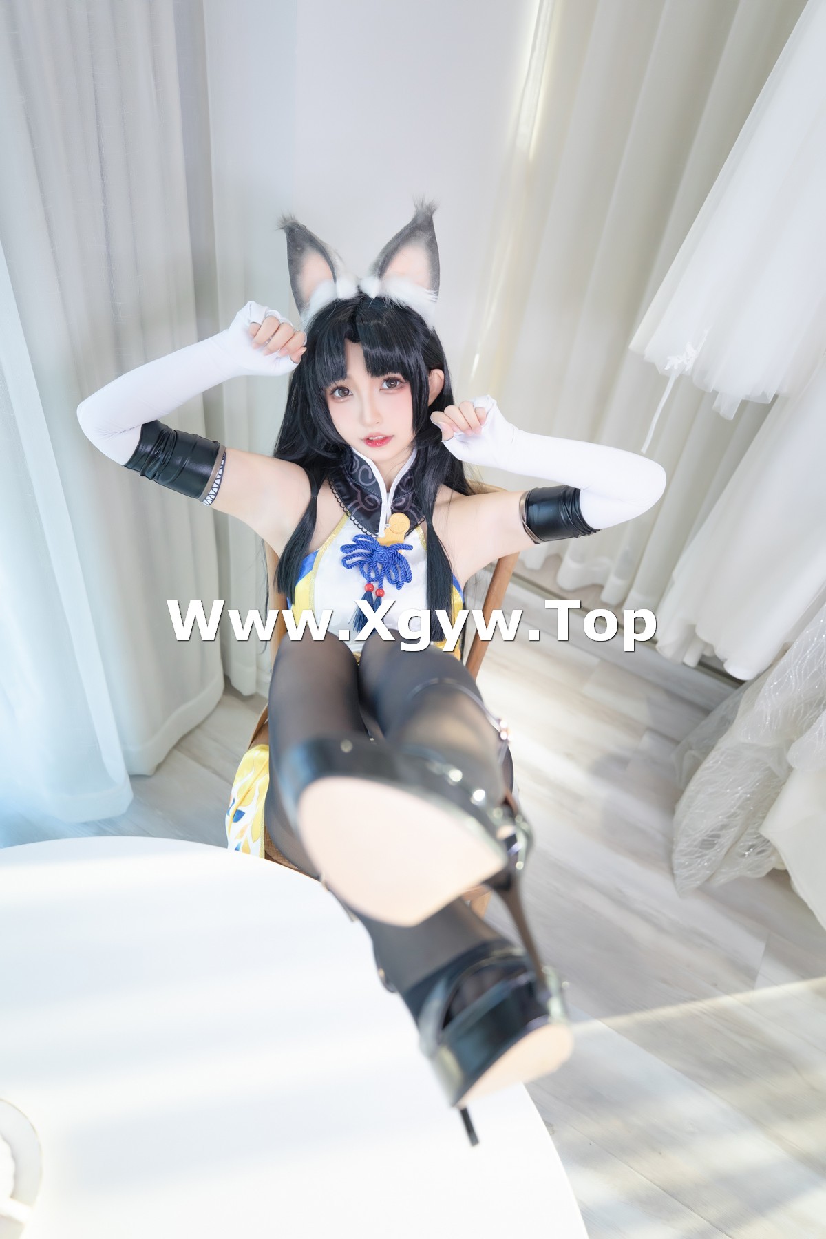 xgyw.top_斗鱼主播神楽板真冬黑丝胡桃主题私房狐狸装扮性感服饰配超薄黑丝极致魅惑写真75P