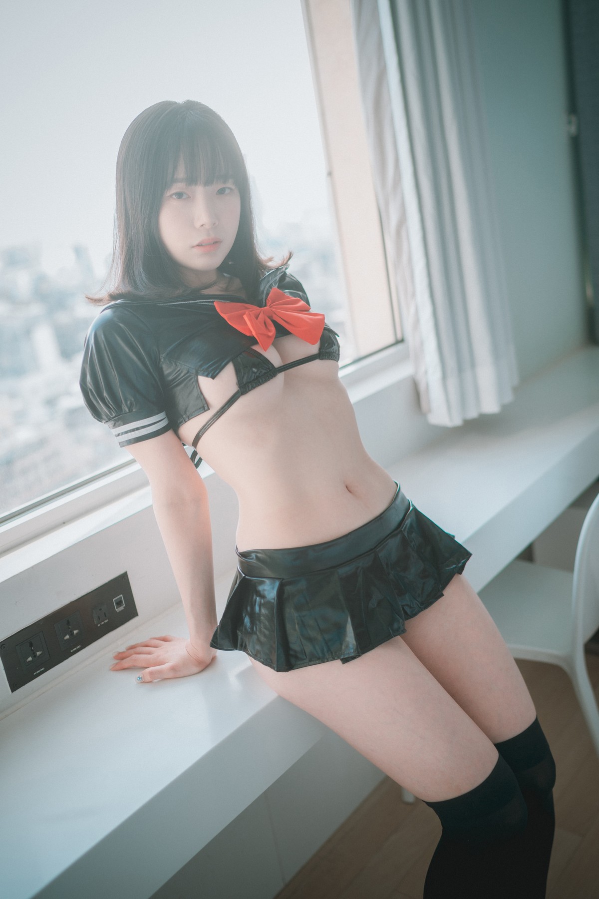 xgyw.top_[DJAWA]No.106_模特PIA_Leather Black Schoolgirl主题私房薄透连体黑丝极致诱惑写真102P