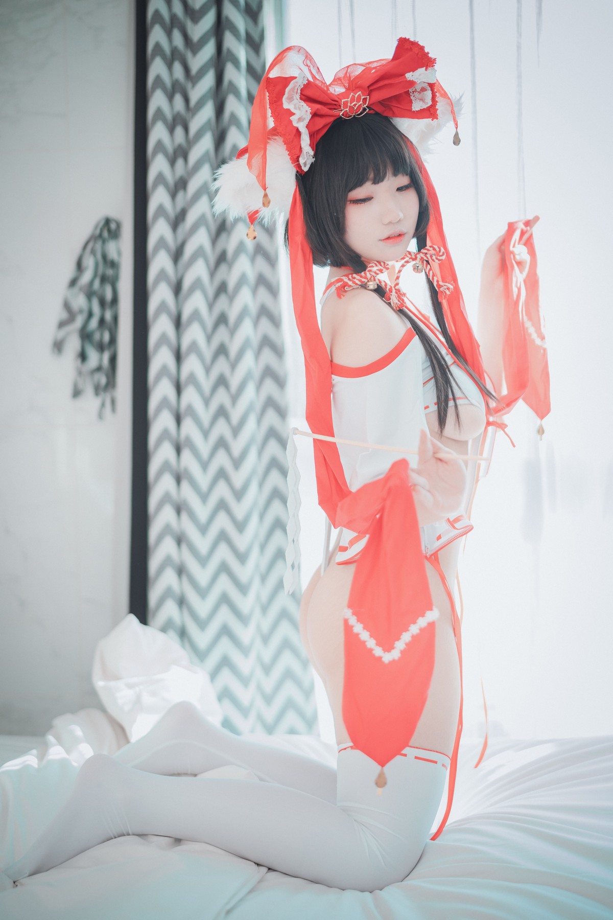 xgyw.top_[DJAWA]No.113_模特Mimmi_Kitsune Miko主题私房性感白色高叉连体衣撩人诱惑写真65P