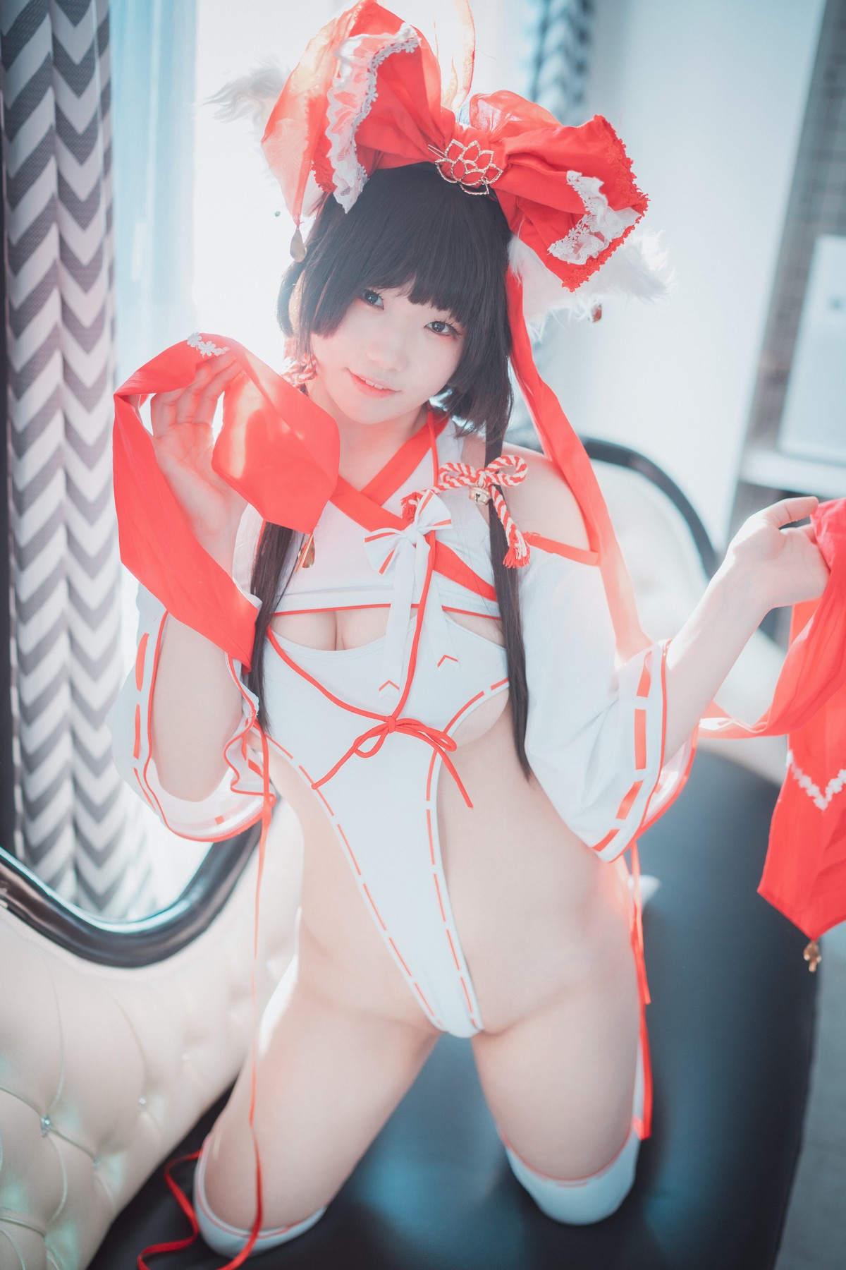 xgyw.top_[DJAWA]No.113_模特Mimmi_Kitsune Miko主题私房性感白色高叉连体衣撩人诱惑写真65P