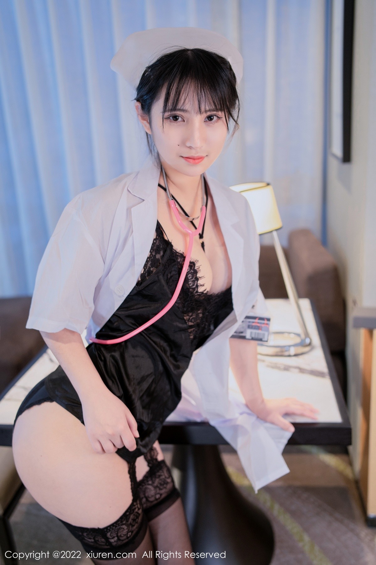 xgyw.top_XiuRen第5202期_模特久久Aimee私房性感白衣天使服饰下黑色蕾丝内衣诱惑写真62P