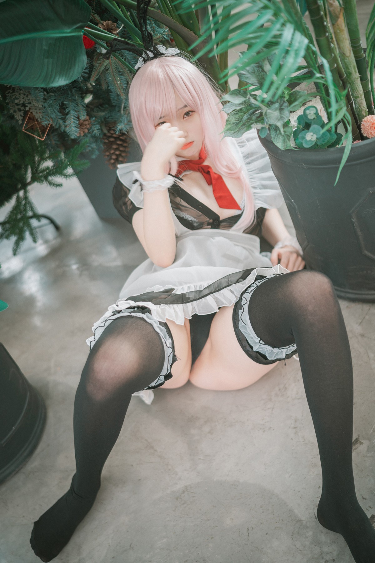 xgyw.top_[DJAWA]No.122_模特Bambi_Sheer Bunny Maid主题薄透服饰配黑丝吊袜秀美腿诱惑写真51P