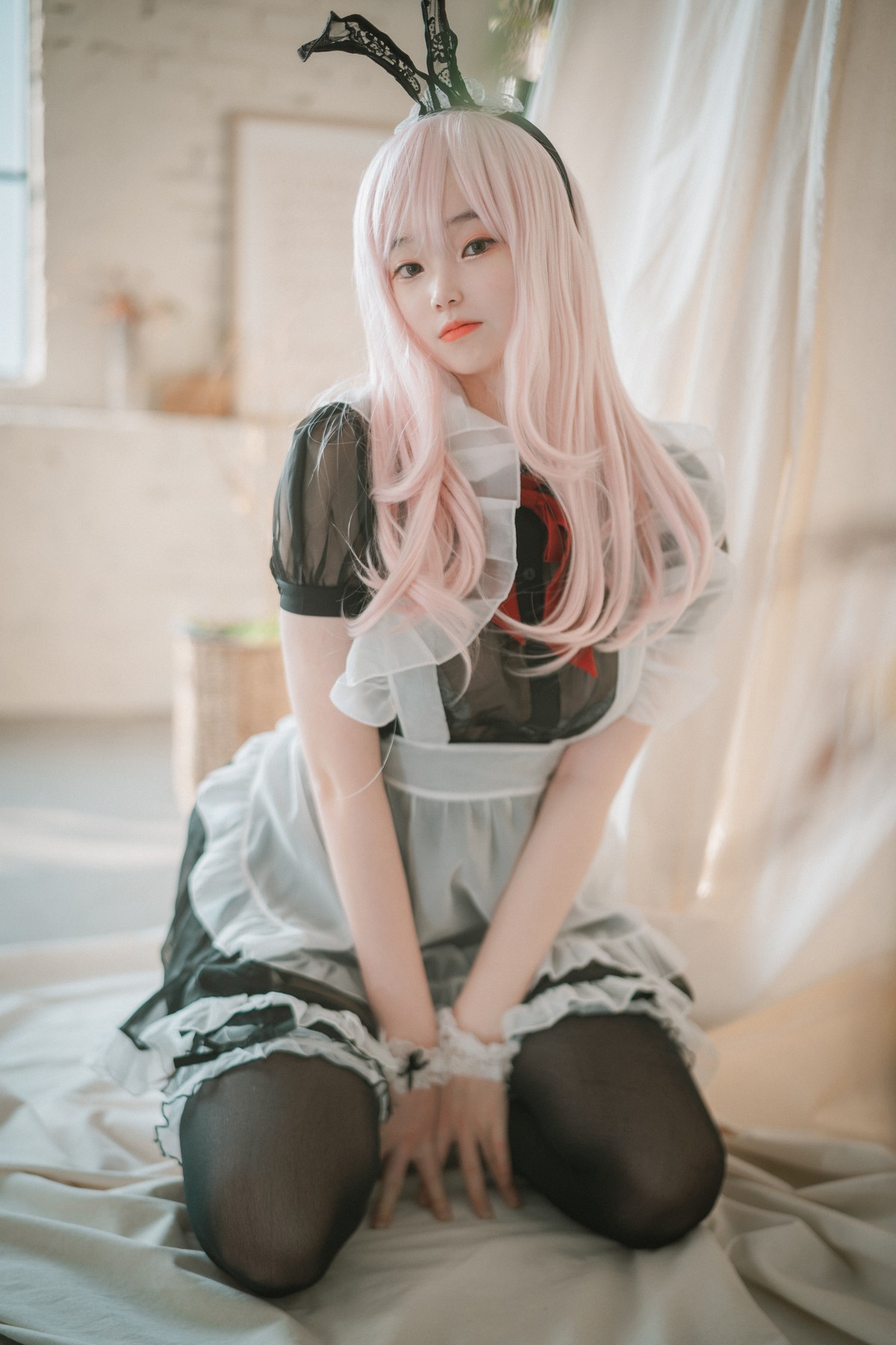 xgyw.top_[DJAWA]No.122_模特Bambi_Sheer Bunny Maid主题薄透服饰配黑丝吊袜秀美腿诱惑写真51P