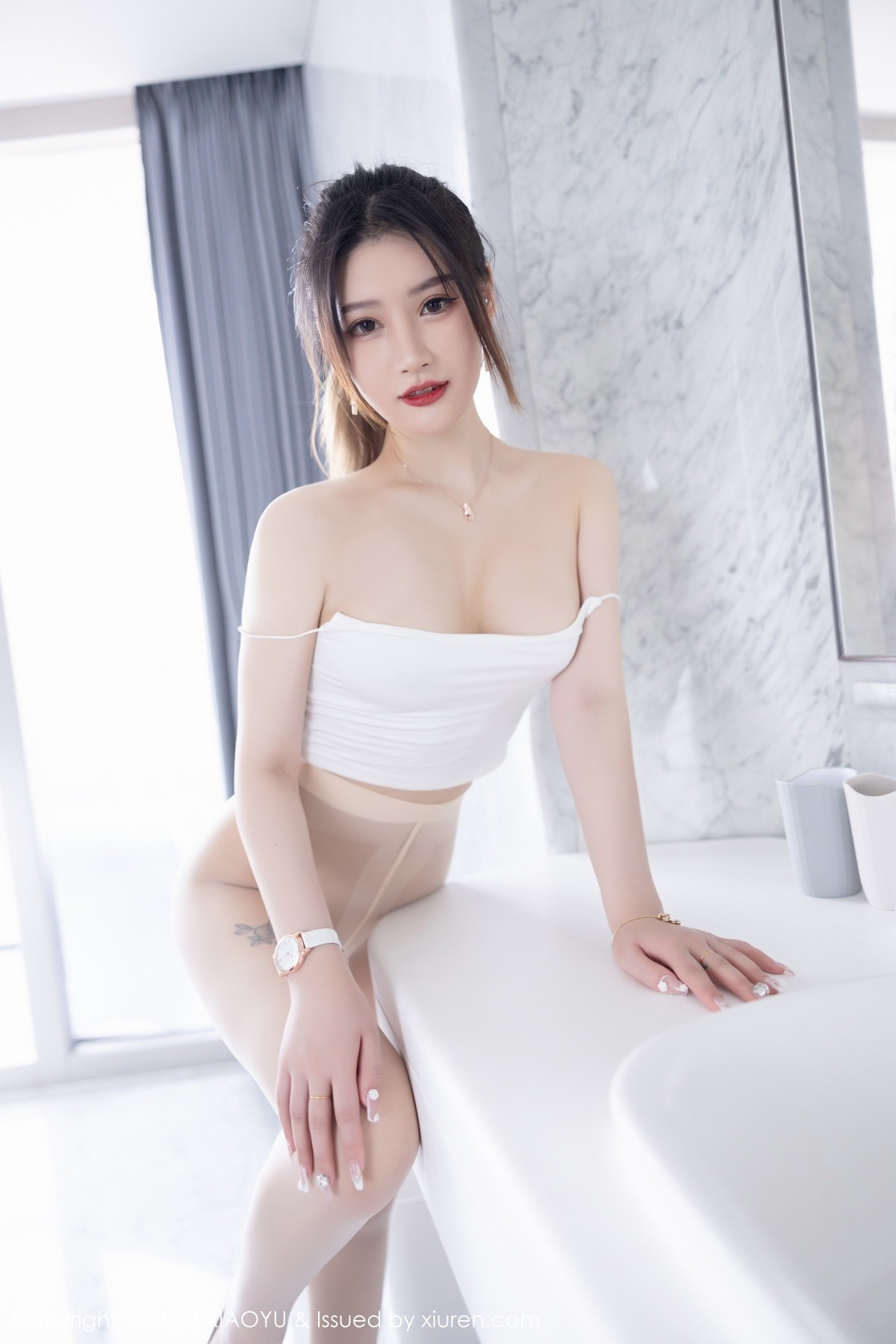 xgyw.top_[XiaoYu画语界]Vol.813_模特张欣欣私房浴室白色轻透吊带配超薄无内肉丝撩人诱惑写真73P
