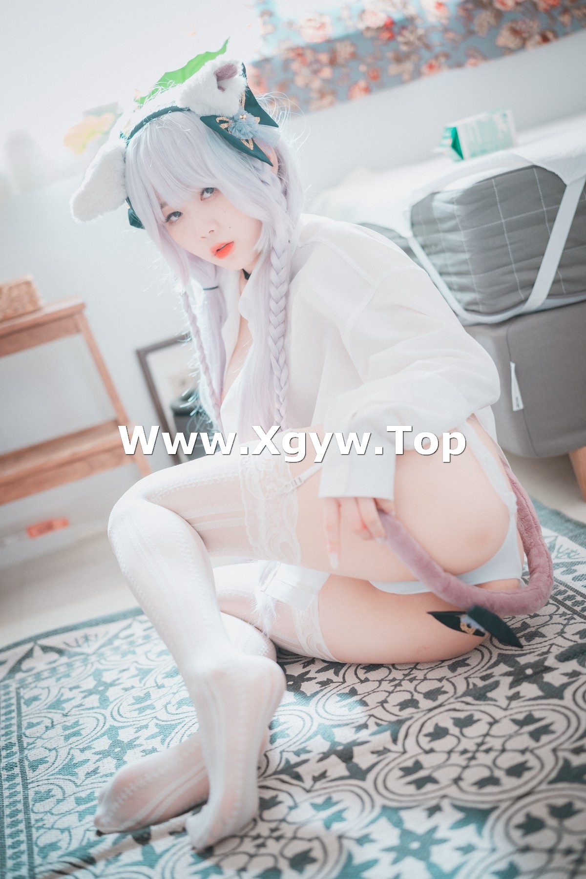 xgyw.top_[DJAWA]No.124_模特Zia_Perrault The Milk Thief主题薄透白衬衫配蕾丝吊袜诱惑写真69P