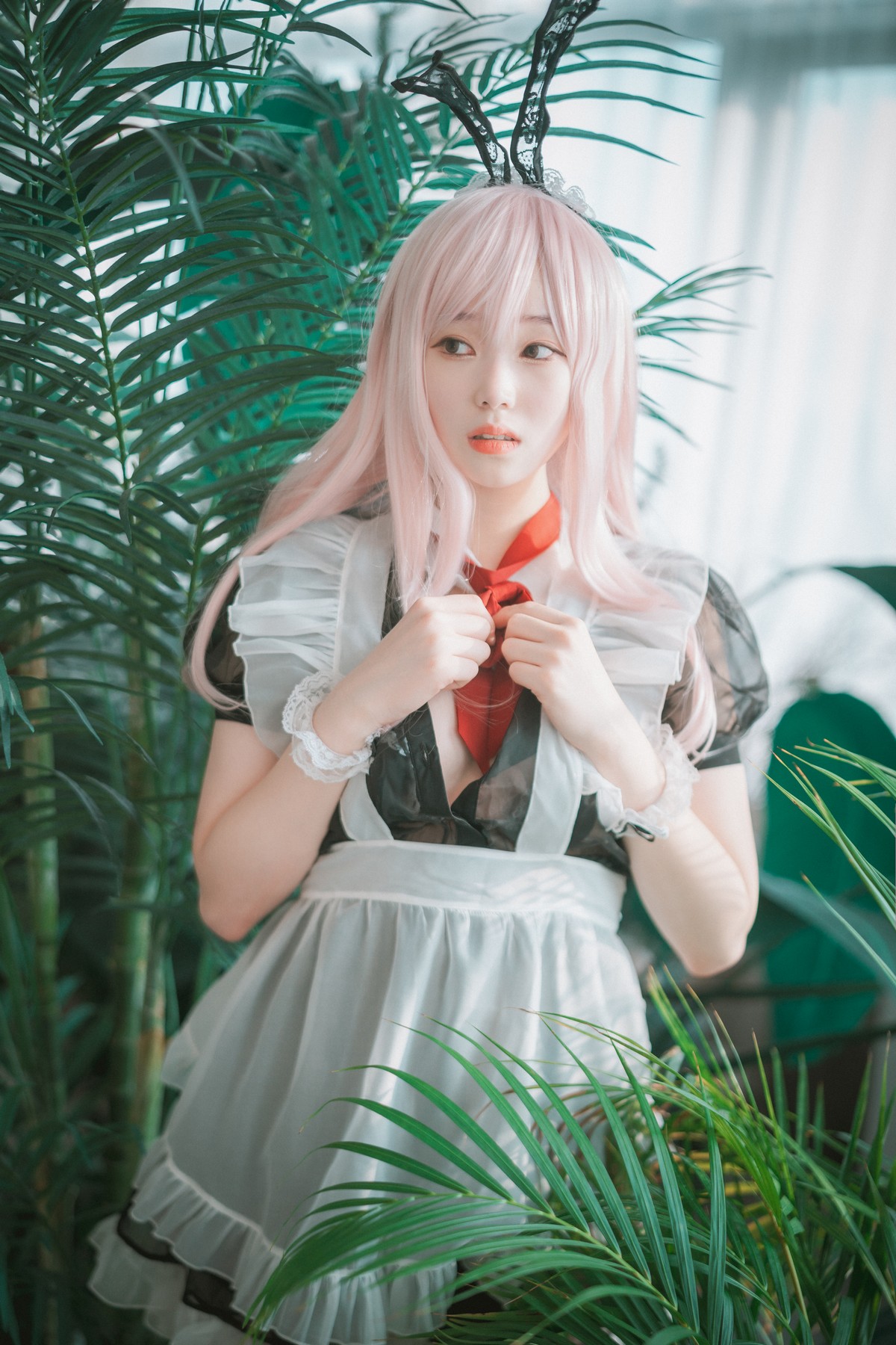 xgyw.top_[DJAWA]No.122_模特Bambi_Sheer Bunny Maid主题薄透服饰配黑丝吊袜秀美腿诱惑写真51P
