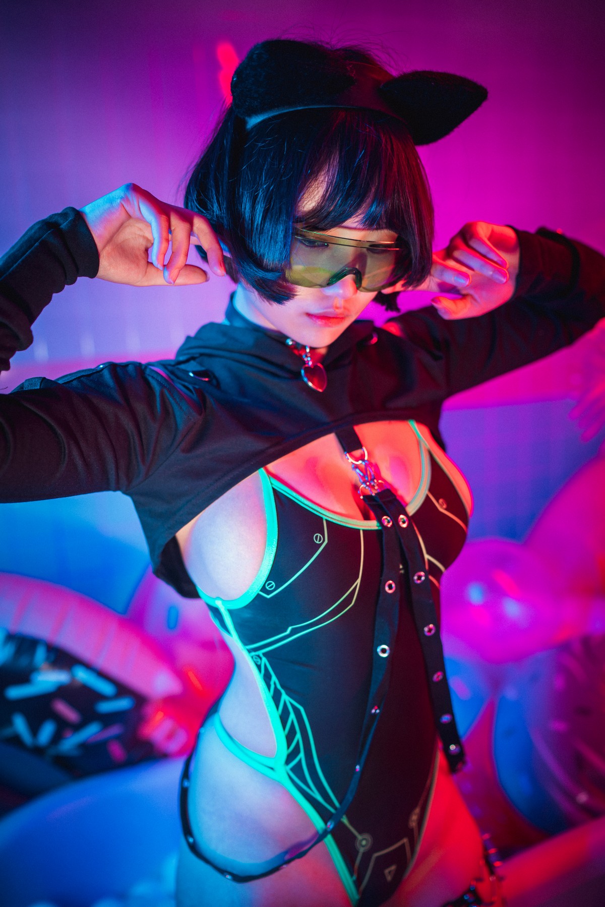 xgyw.top_[DJAWA]No.126_模特Mimmi_Cyberpunk Girl主题私房黑色高叉连体衣秀完美身材诱惑写真41P