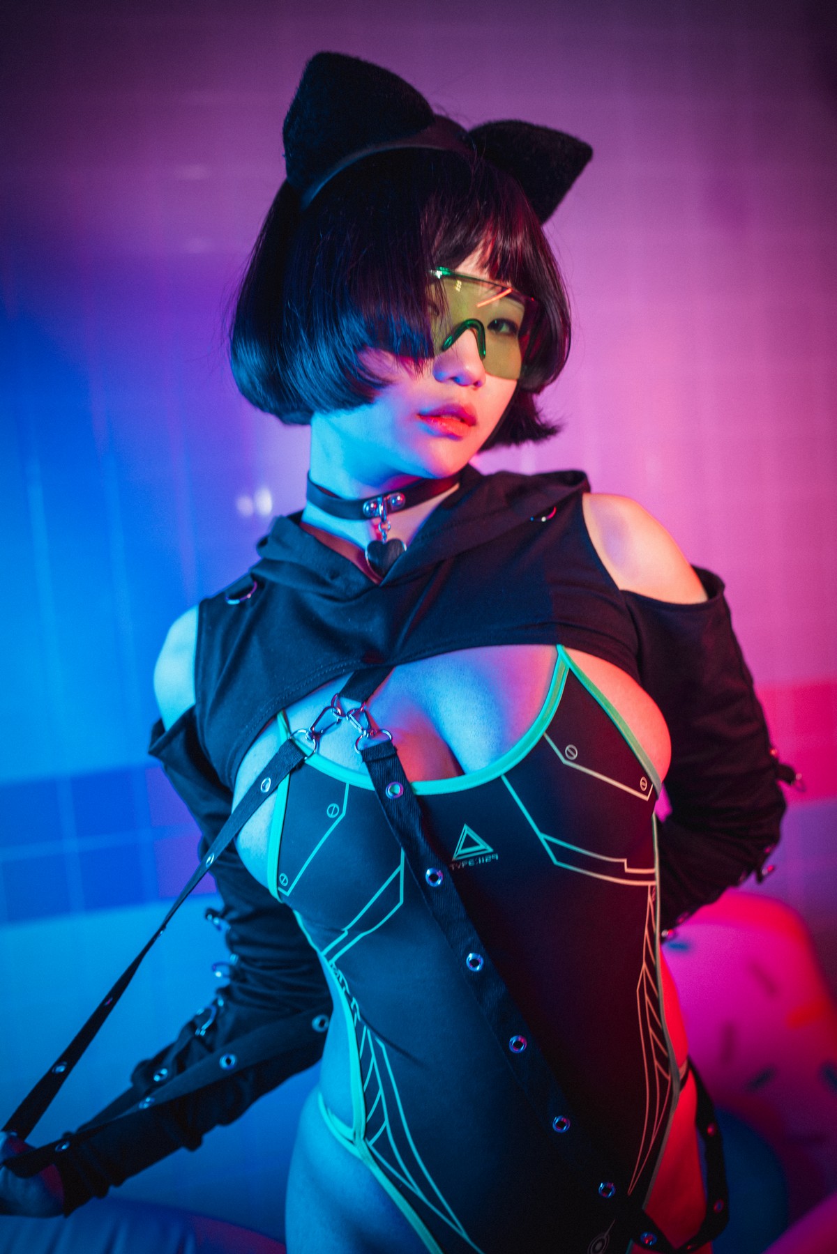 xgyw.top_[DJAWA]No.126_模特Mimmi_Cyberpunk Girl主题私房黑色高叉连体衣秀完美身材诱惑写真41P