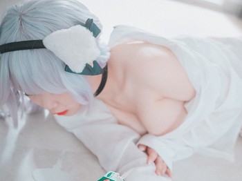 [DJAWA]No.124_车模Zia_Perrault The Milk Thief主题薄透白衬衫配蕾丝吊袜骚扰写真69P