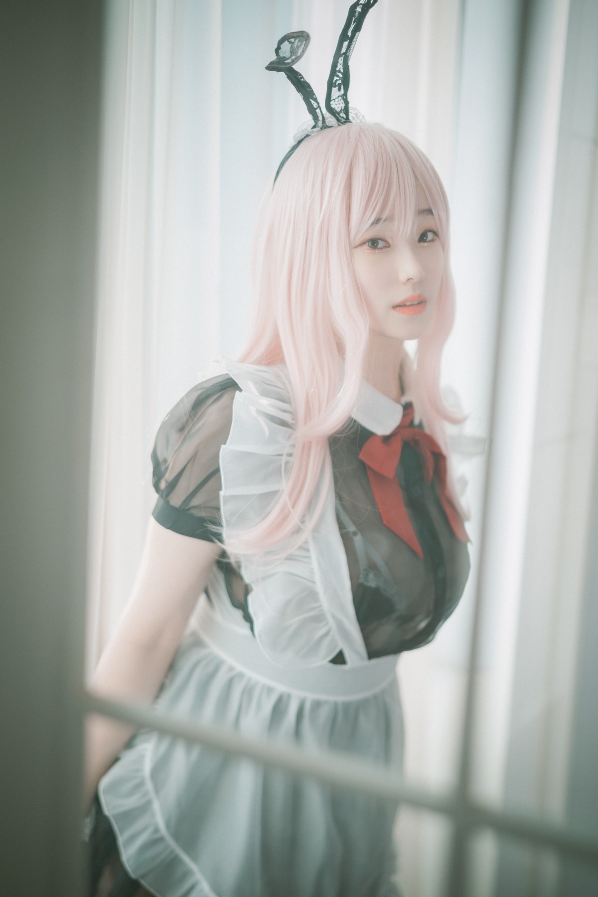 xgyw.top_[DJAWA]No.122_模特Bambi_Sheer Bunny Maid主题薄透服饰配黑丝吊袜秀美腿诱惑写真51P