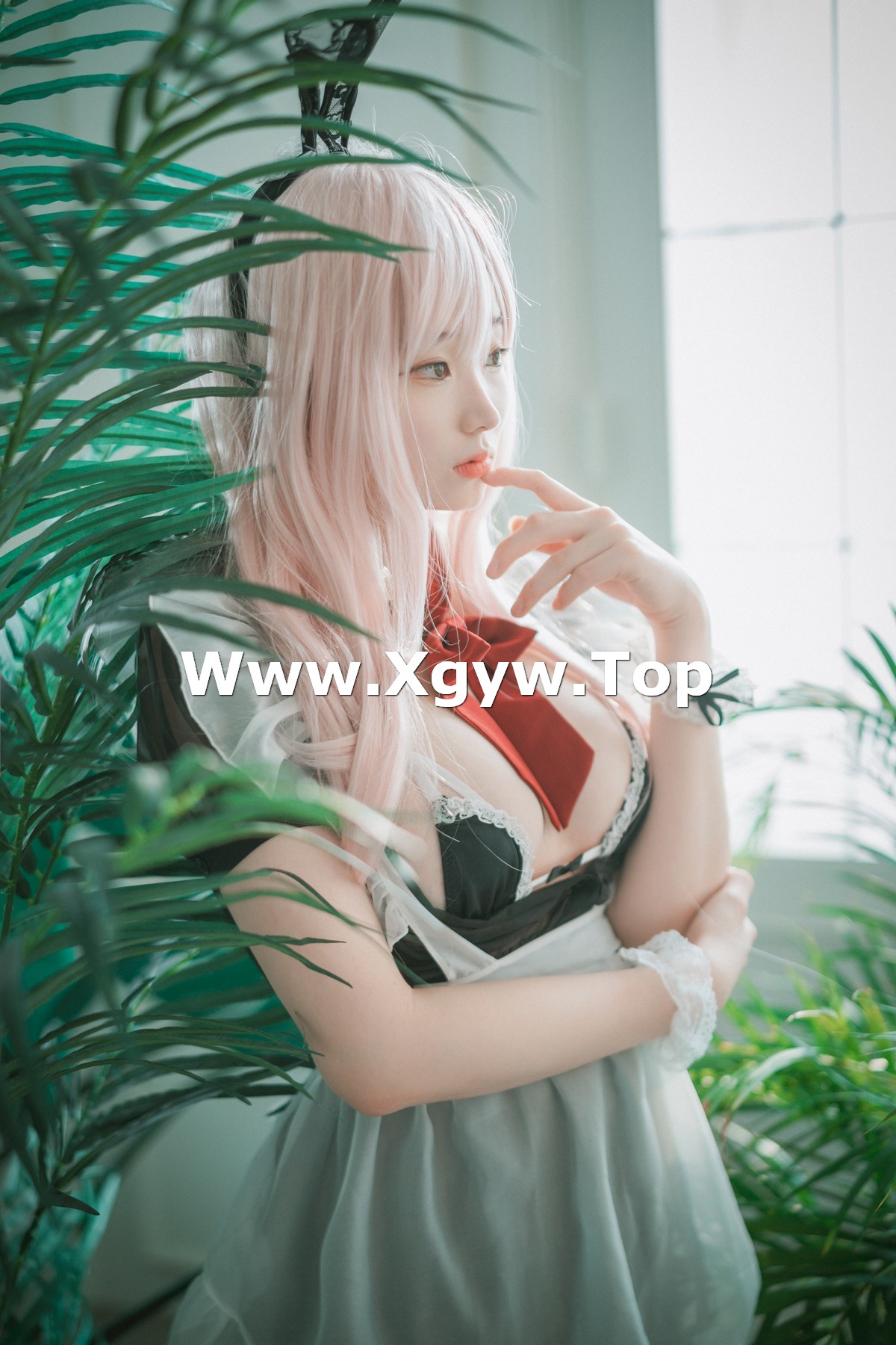 xgyw.top_[DJAWA]No.122_模特Bambi_Sheer Bunny Maid主题薄透服饰配黑丝吊袜秀美腿诱惑写真51P