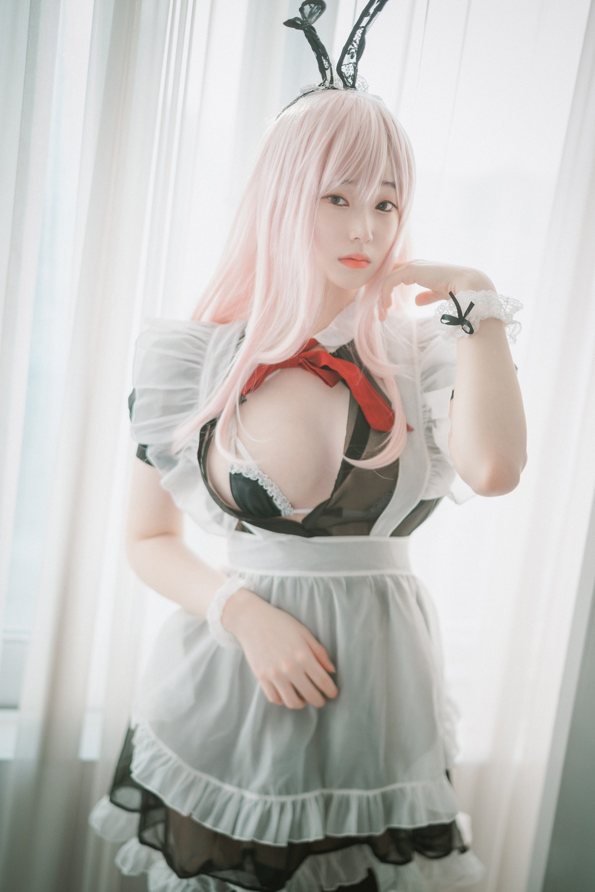 xgyw.top_[DJAWA]No.122_模特Bambi_Sheer Bunny Maid主题薄透服饰配黑丝吊袜秀美腿诱惑写真51P