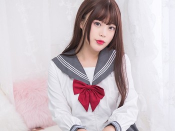 萌系大姐姐白烨黑色丝袜工作服少女主题私人性感学姐工作服配超薄黑色丝袜秀美腿骚扰写真60P