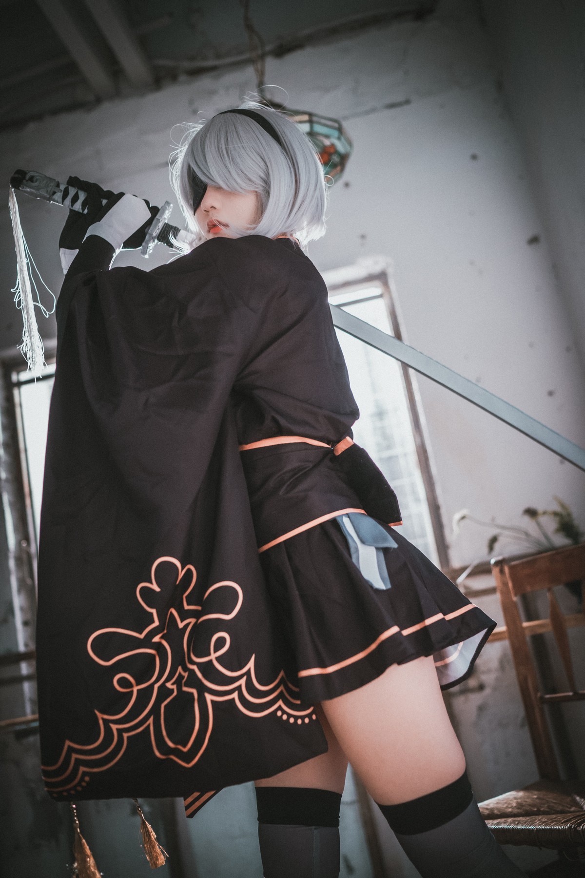 xgyw.top_[DJAWA]No.131_模特Jenny_NieR Automata 2B主题黑色服饰露白色内裤秀翘臀诱惑写真47P
