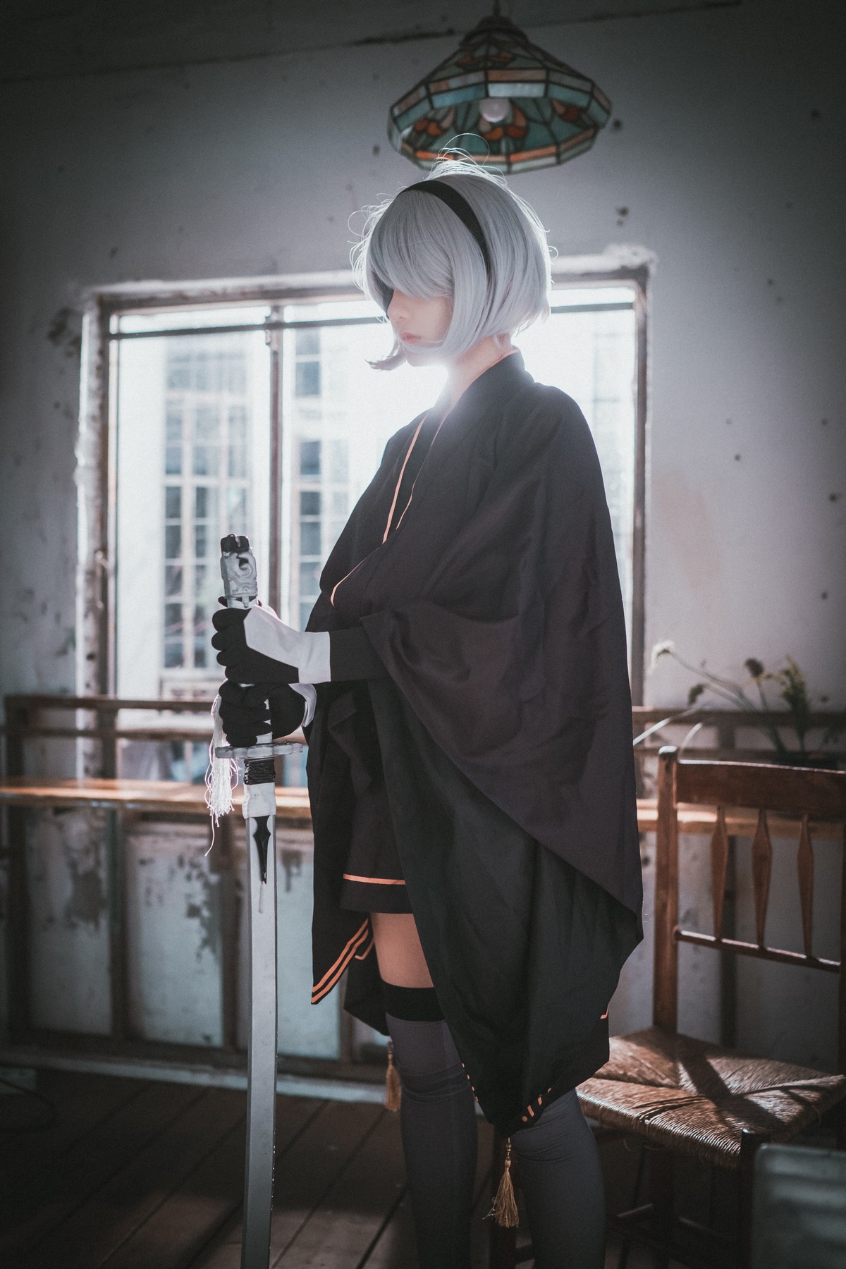 xgyw.top_[DJAWA]No.131_模特Jenny_NieR Automata 2B主题黑色服饰露白色内裤秀翘臀诱惑写真47P