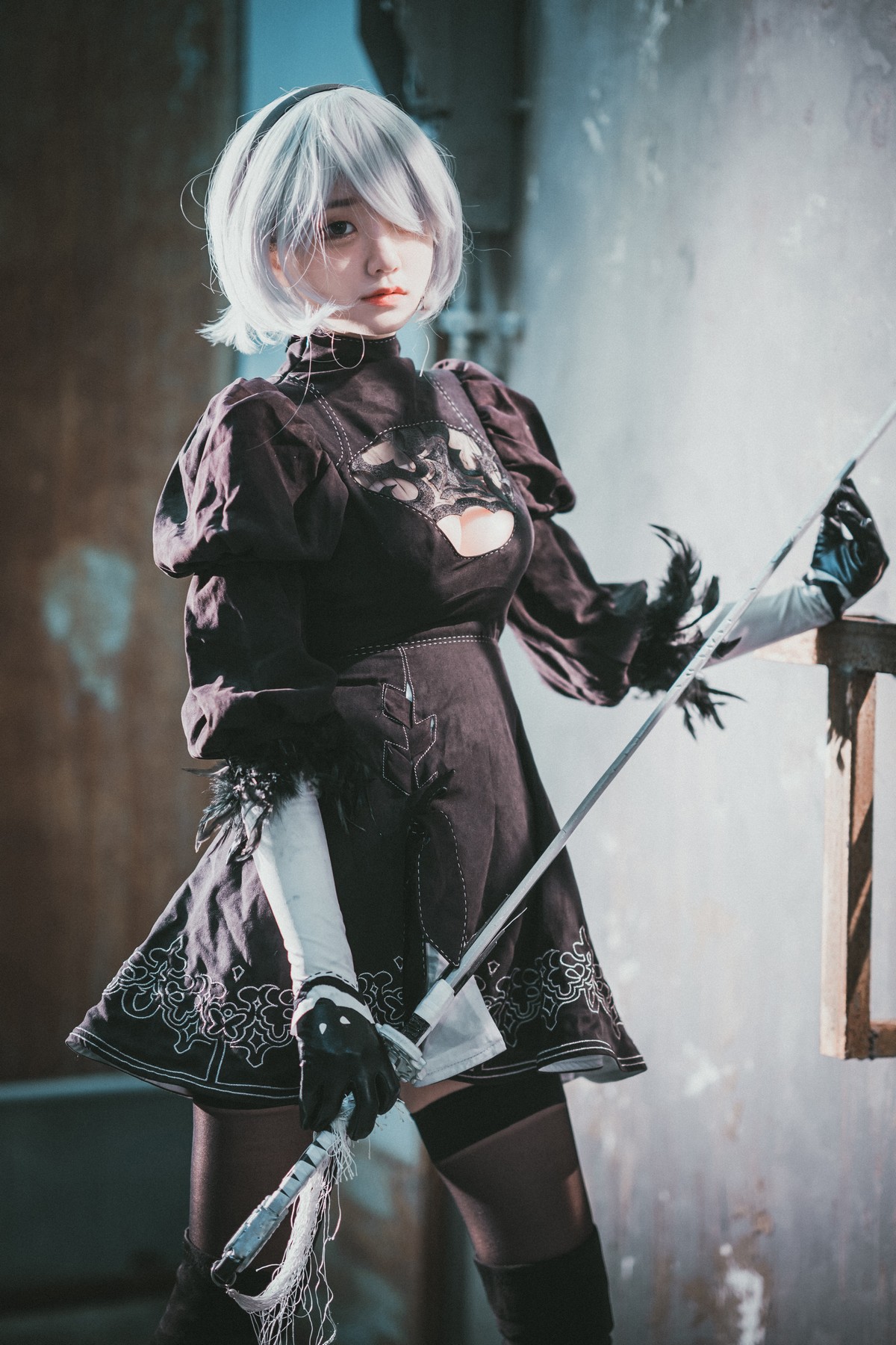 xgyw.top_[DJAWA]No.131_模特Jenny_NieR Automata 2B主题黑色服饰露白色内裤秀翘臀诱惑写真47P