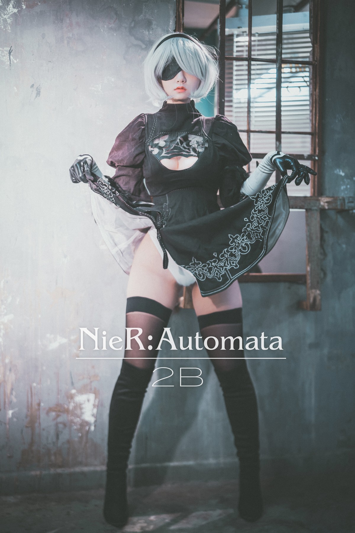 xgyw.top_[DJAWA]No.131_模特Jenny_NieR Automata 2B主题黑色服饰露白色内裤秀翘臀诱惑写真47P