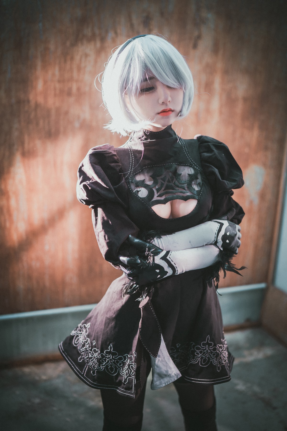 xgyw.top_[DJAWA]No.131_模特Jenny_NieR Automata 2B主题黑色服饰露白色内裤秀翘臀诱惑写真47P