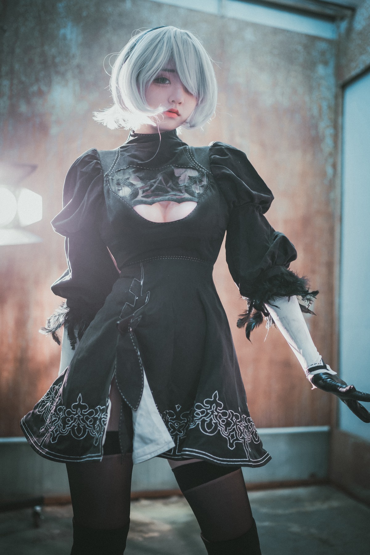 xgyw.top_[DJAWA]No.131_模特Jenny_NieR Automata 2B主题黑色服饰露白色内裤秀翘臀诱惑写真47P